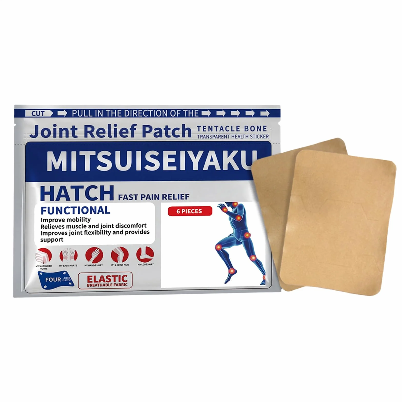 Naszywka na stawy, szybkie usuwanie wilgoci, 6 sztuk, plaster łagodzący kolana, podkładka na mięśnie pleców, delikatny komfort, idealna do stawu kolanowego, pleców, szyi, ramion, nóg