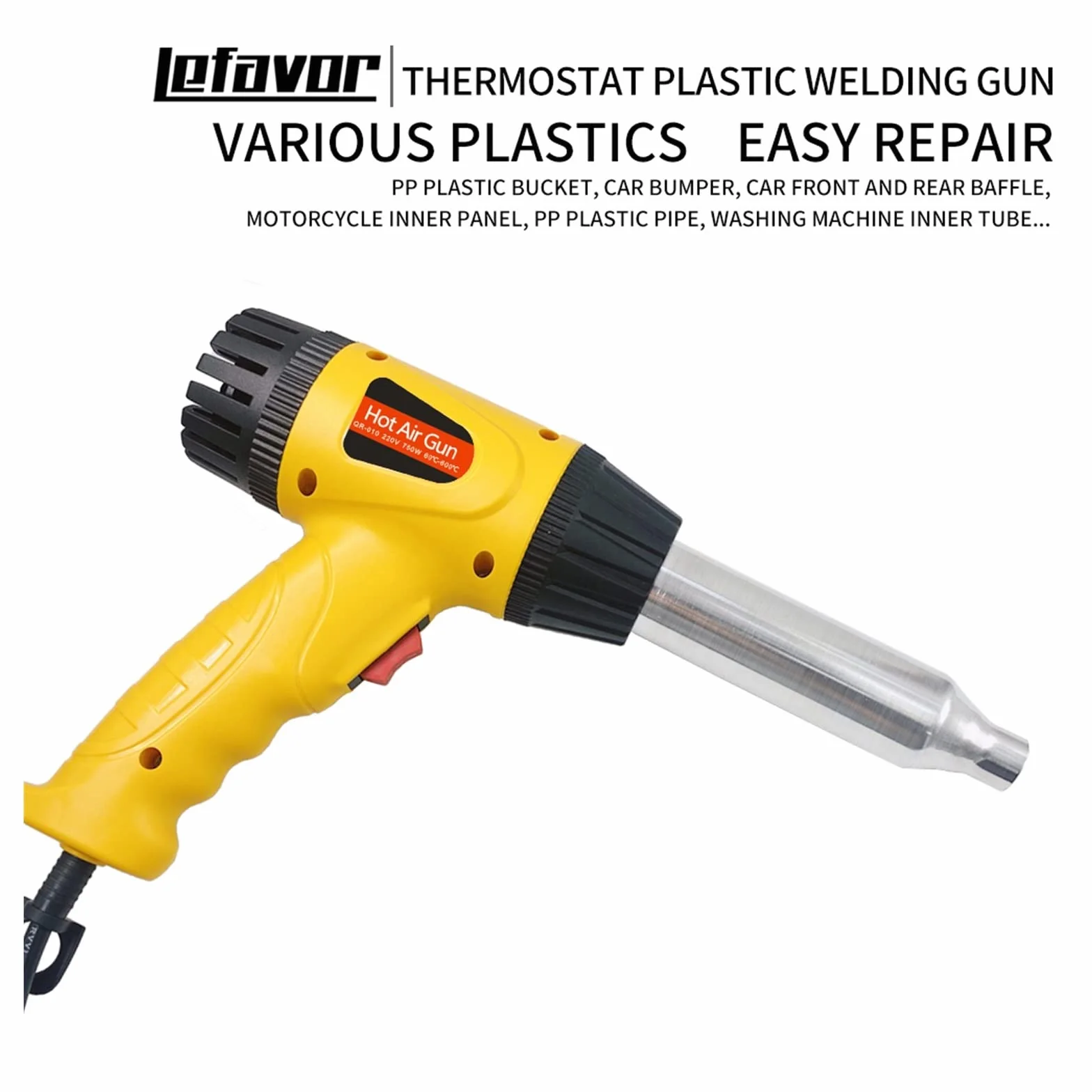 Pistolet termiczny 750W Hot wiatrówka, opalarka regulowana temperatura 100-600 stopni pistolet spawalniczy Auto rura z tworzywa sztucznego narzędzie do naprawy spawania (Color : Q-750 set 2, Size :