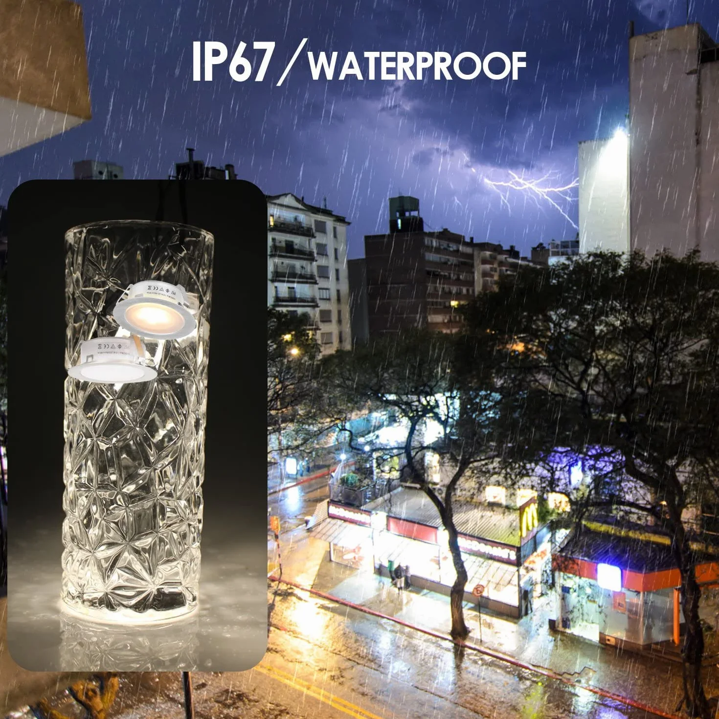 12 x zewnętrzne wpuszczane reflektory LED, wodoszczelne IP67, wpuszczane reflektory tarasowe, drewno sufitowe, 0,6 W DC12V ciepłe białe światło, zestaw mini lampy drogowej