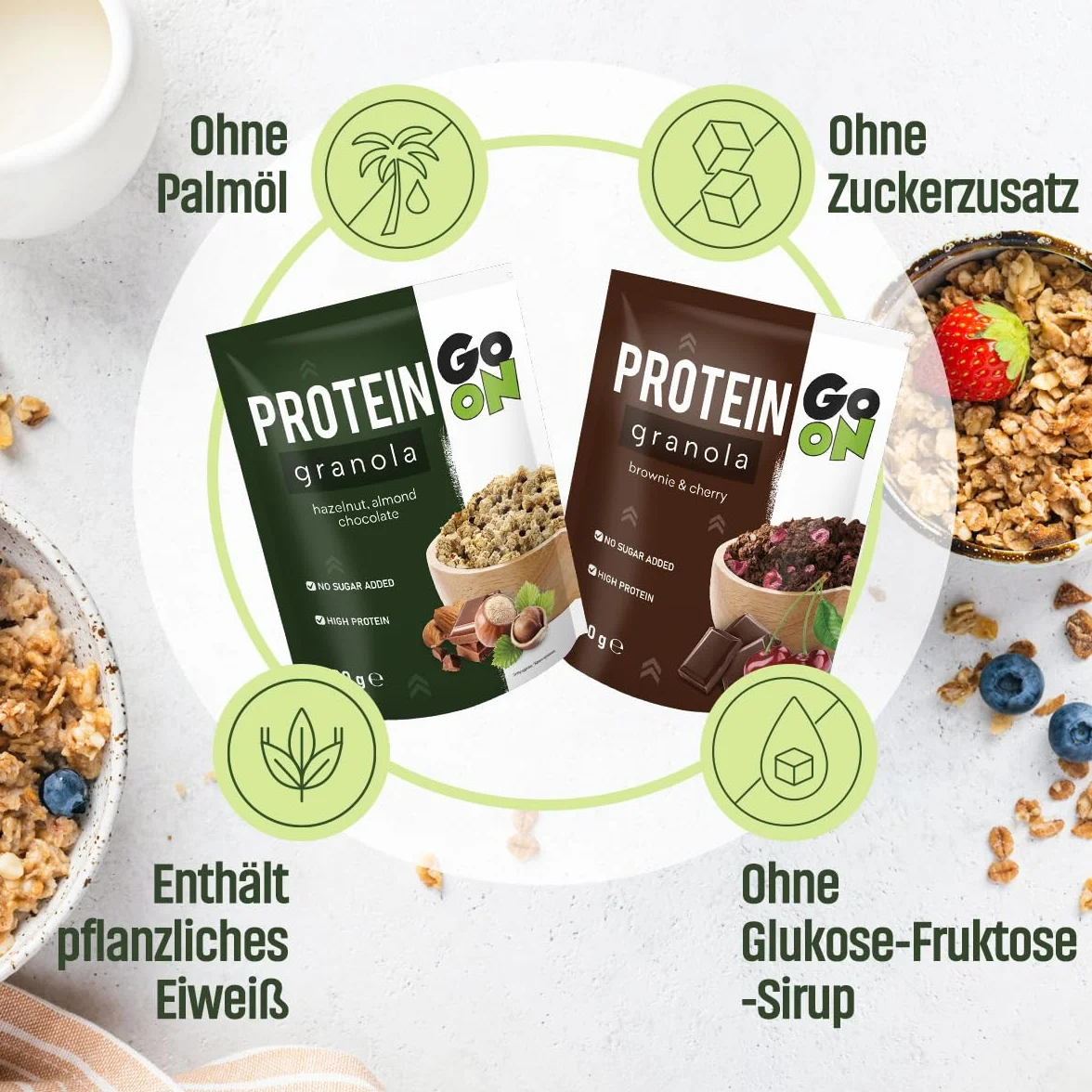 Granola białkowa 300g musli bez cukru Brownie Cherry GO ON