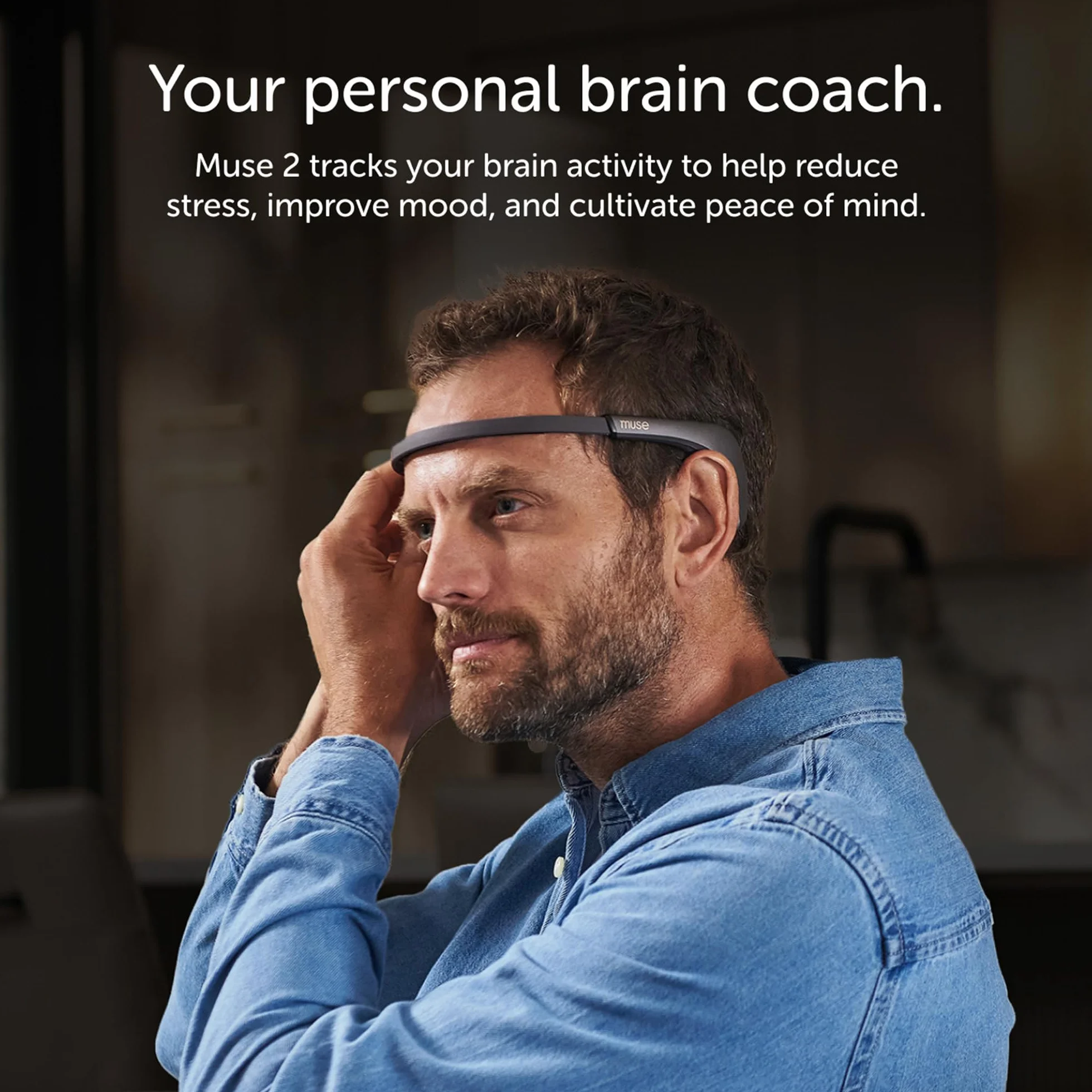 MUSE 2: Opaska na głowę z czujnikiem mózgu USB-C- EEG MUSE opaska na głowę do medytacji - wiele czujników biofeedback urządzenia do użytku domowego z responsywnymi wskazówkami dotyczącymi sprzężenia