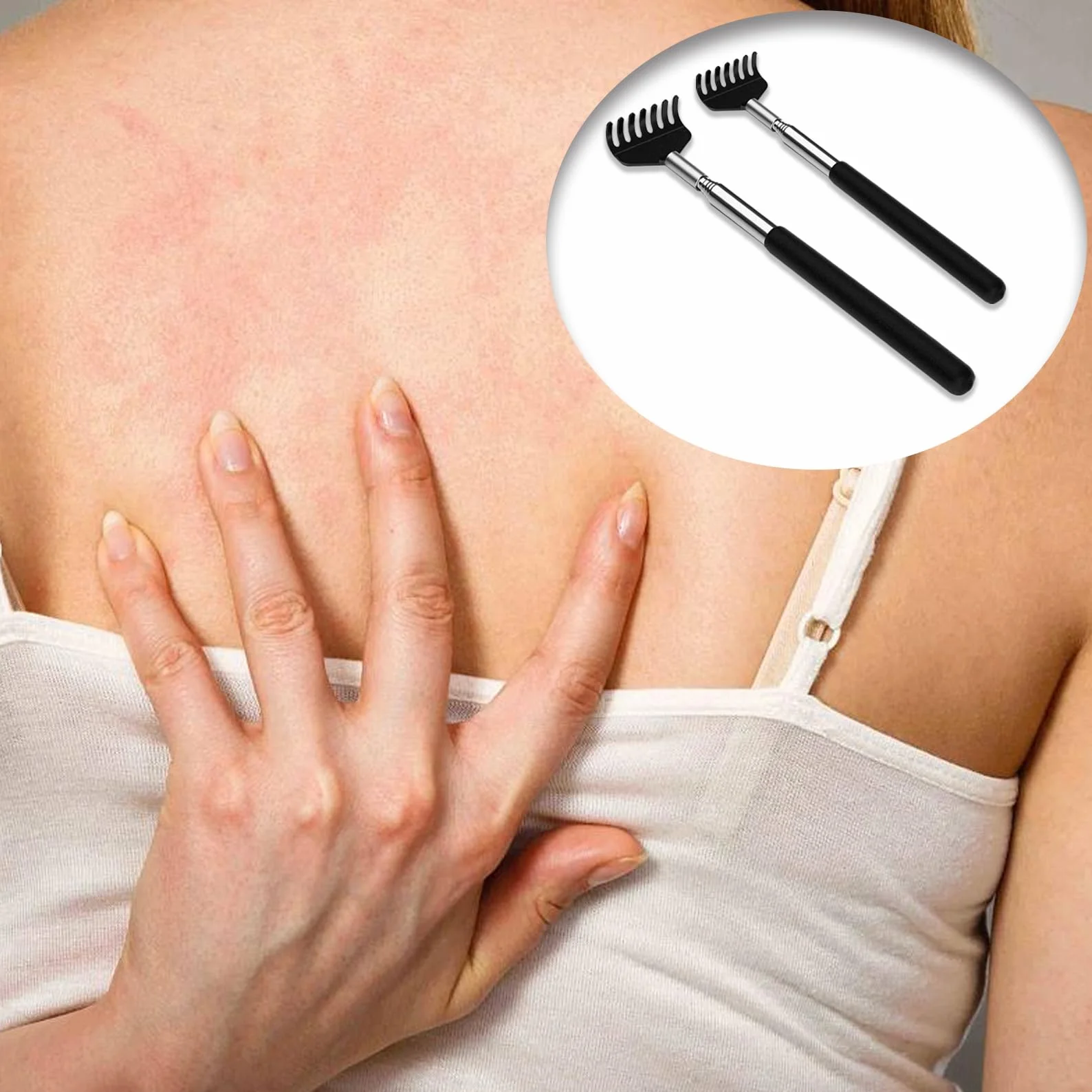 Drapak do pleców ze stali nierdzewnej, wysuwany do 68 cm, do masażu głowy i pleców