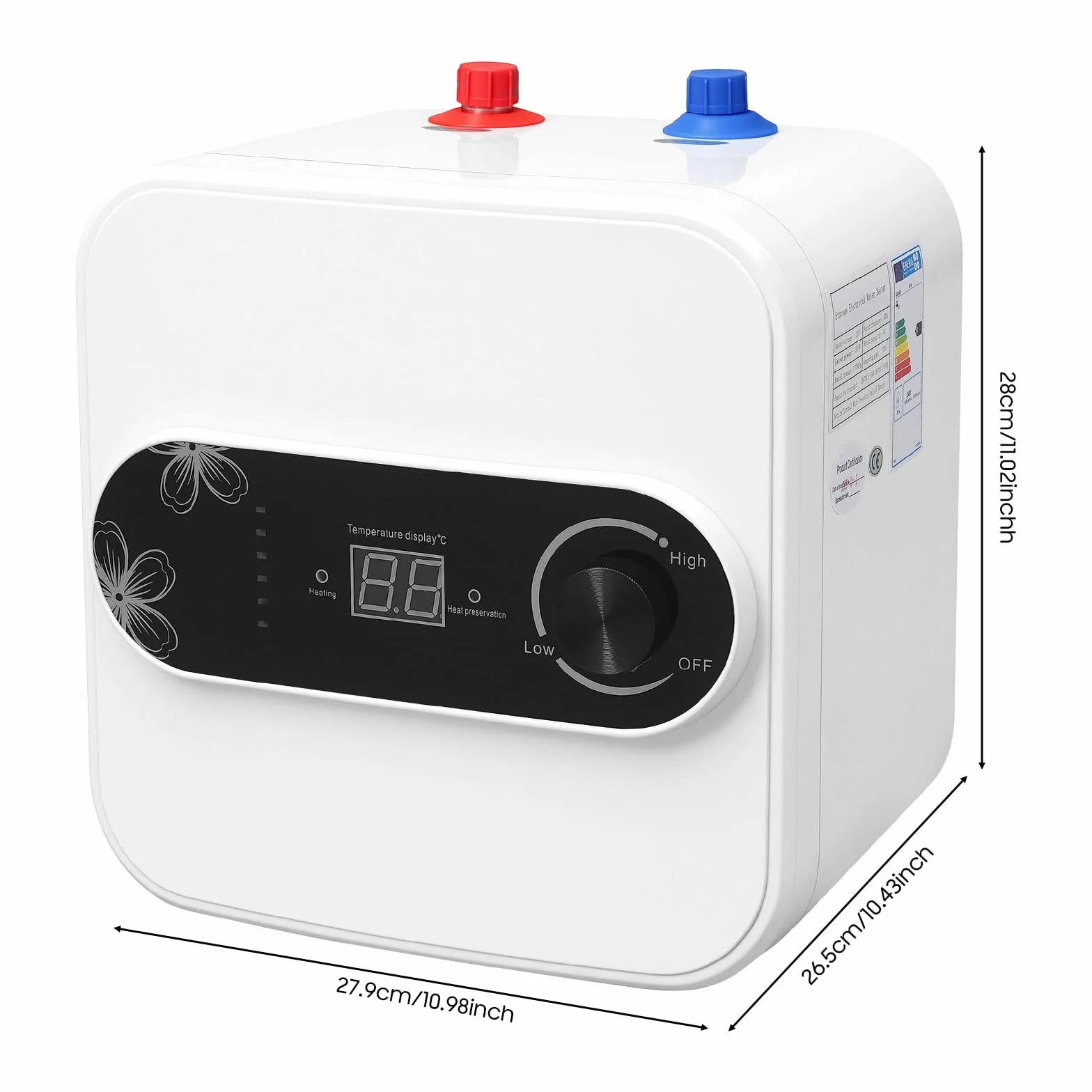 Mini podgrzewacz wody 10 l, urządzenie podszafkowe 1500 W, bojler 220 V, cyfrowy wyświetlacz LED, montaż na ścianie, wolnostojący, do kuchni, łazienki, umywalki, mały