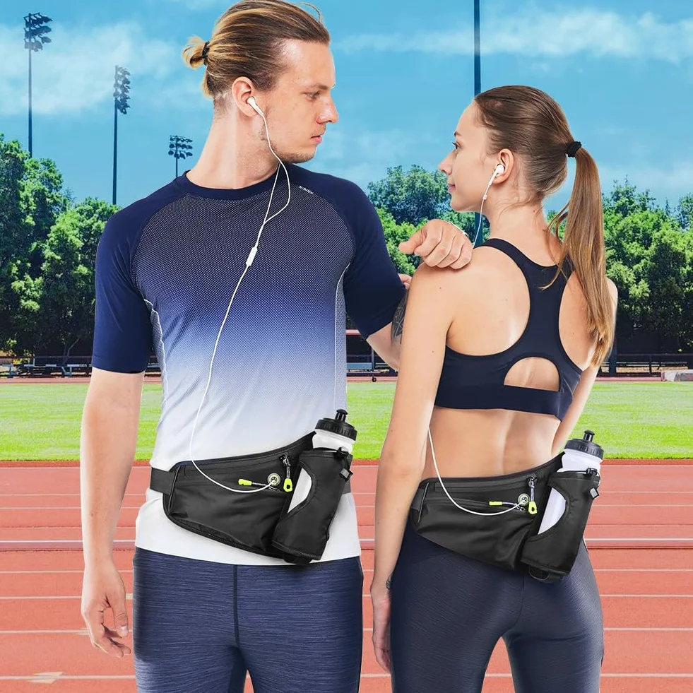 Flintronic Torba na pasek, sportowa biodrowa z butelką na napoje, oddychająca, do biegania, kempingu, wspinaczki, jazdy na rowerze, 1#czarny