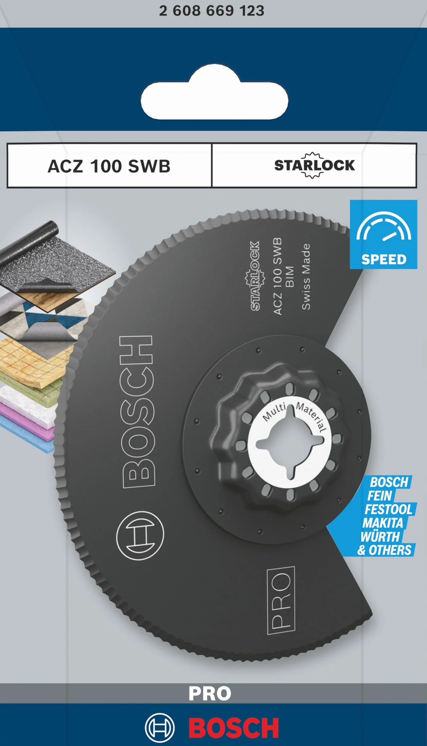 Bosch 1 x PRO Multi Material ACZ 100 SWB arkusz do narzędzi wielofunkcyjnych (do filcu dachowego, polistyrenu PS, Ø 100 mm, profesjonalne akcesoria, narzędzie wielofunkcyjne)