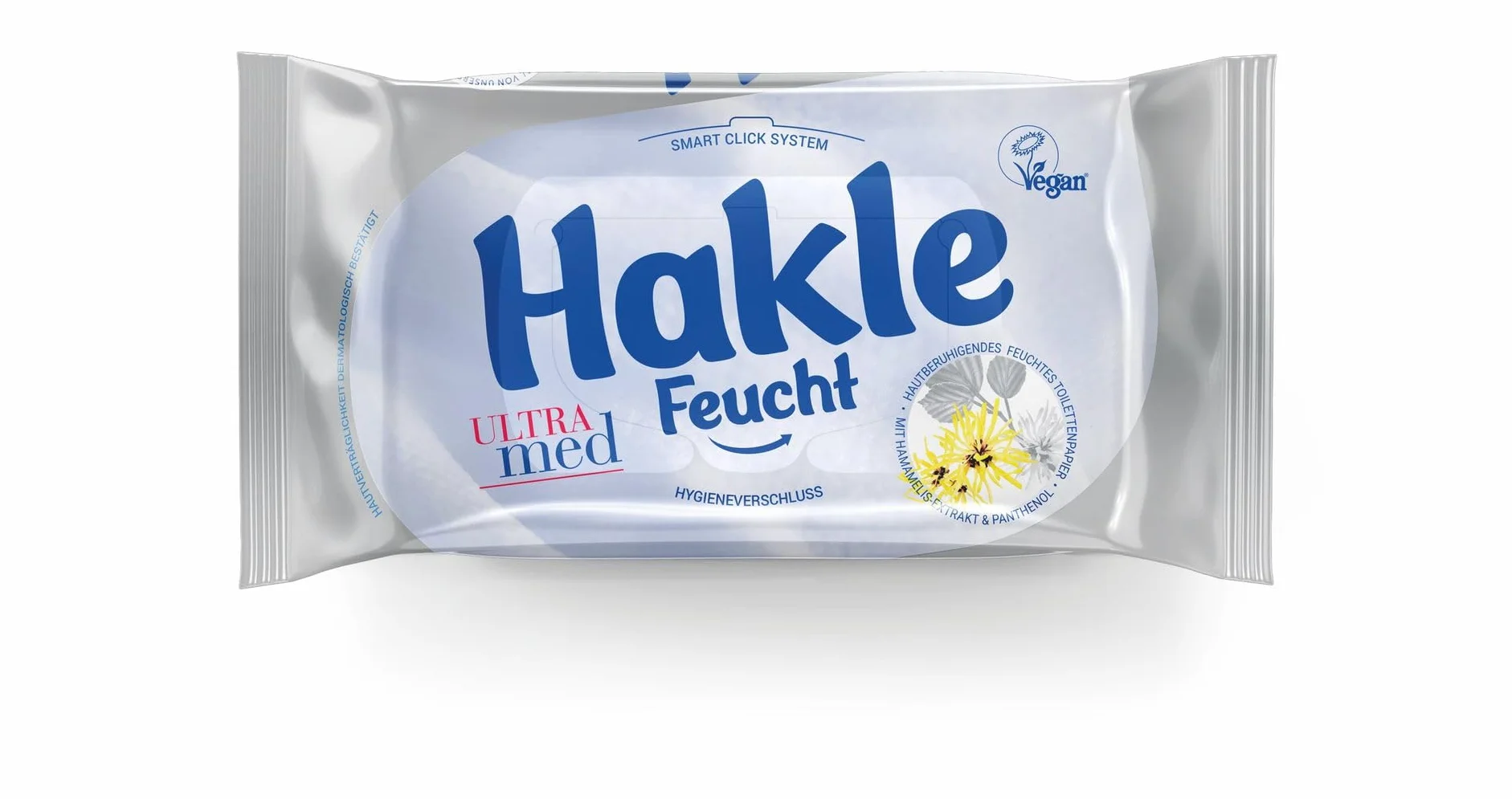Hakle Wilgotny papier toaletowy Ultra Med, 12 sztuk (12 x 42 arkuszy), pielęgnujący wilgotny papier toaletowy, przyjazne dla skóry wilgotne chusteczki, szybko rozpuszczalne w wodzie chusteczki