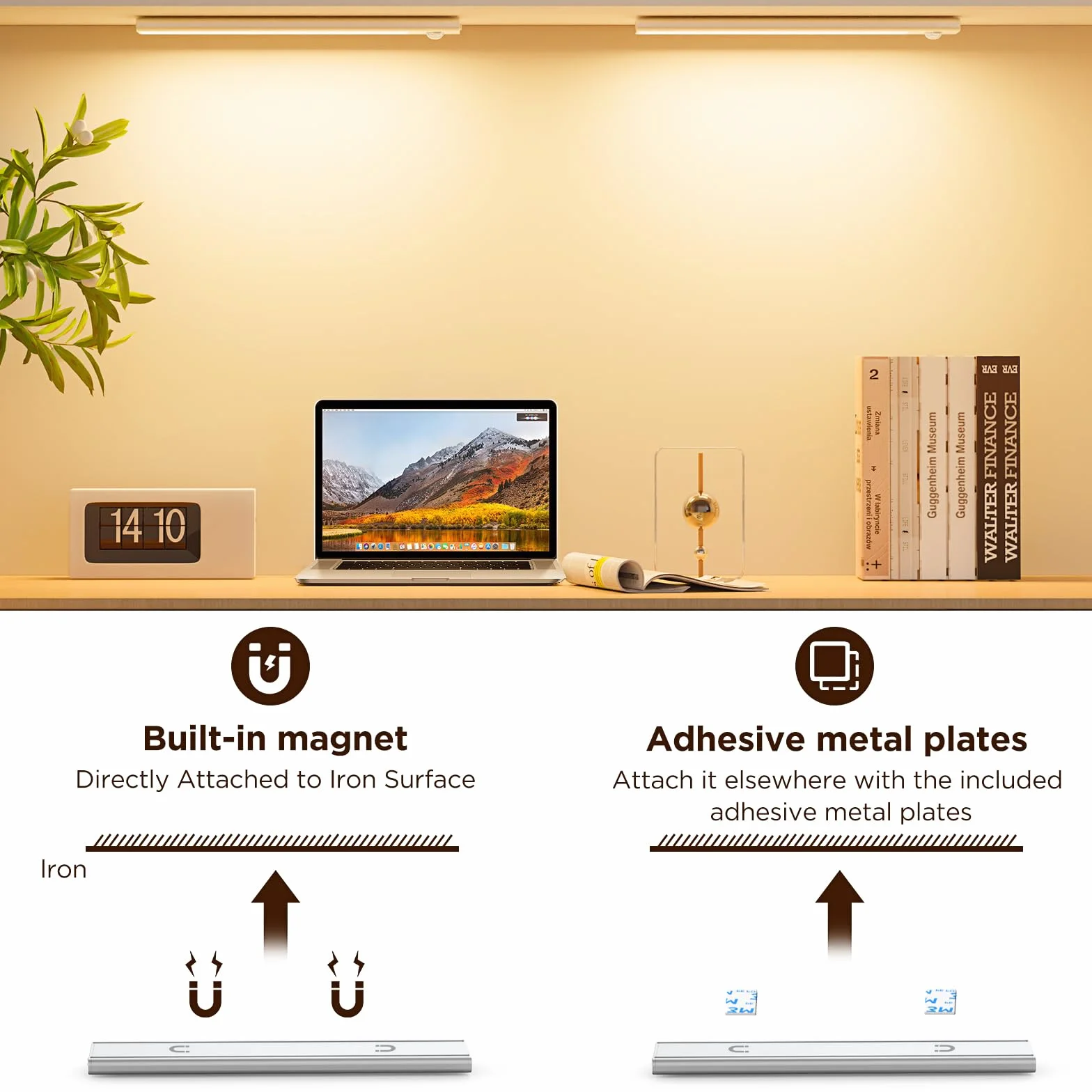 Oświetlenie podszafkowe LED kuchenne z czujnikiem ruchu, bezprzewodowe oświetlenie szafek LED, ściemnialne, ładowane przez USB-C, ultracienki pasek do oświetlenia szafy, schodów, kampera