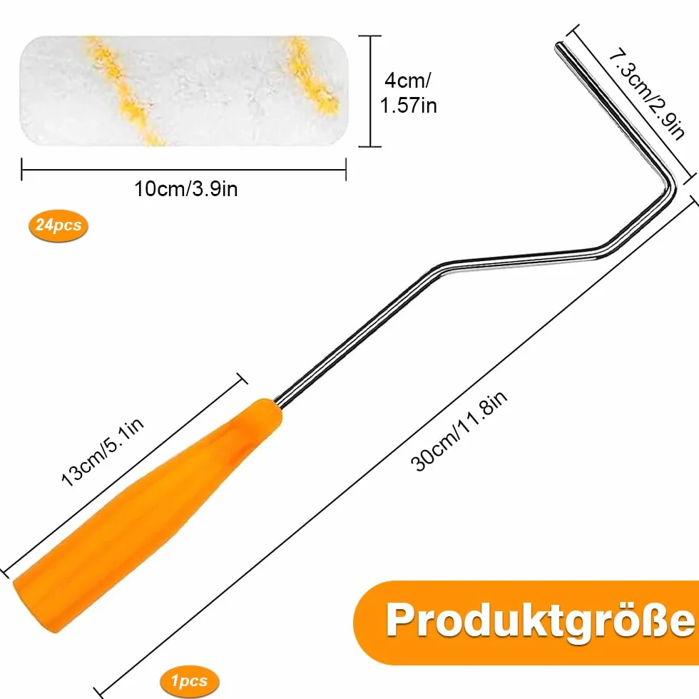 Wałek malarski, farba ścienna, 24 sztuki, profesjonalny wałek malarski, 10 cm, mini wałek malarski z gumowymi uchwytami, odpowiednie wałki malarskie do pokoju rodzinnego, na ścianę, do dekoracji