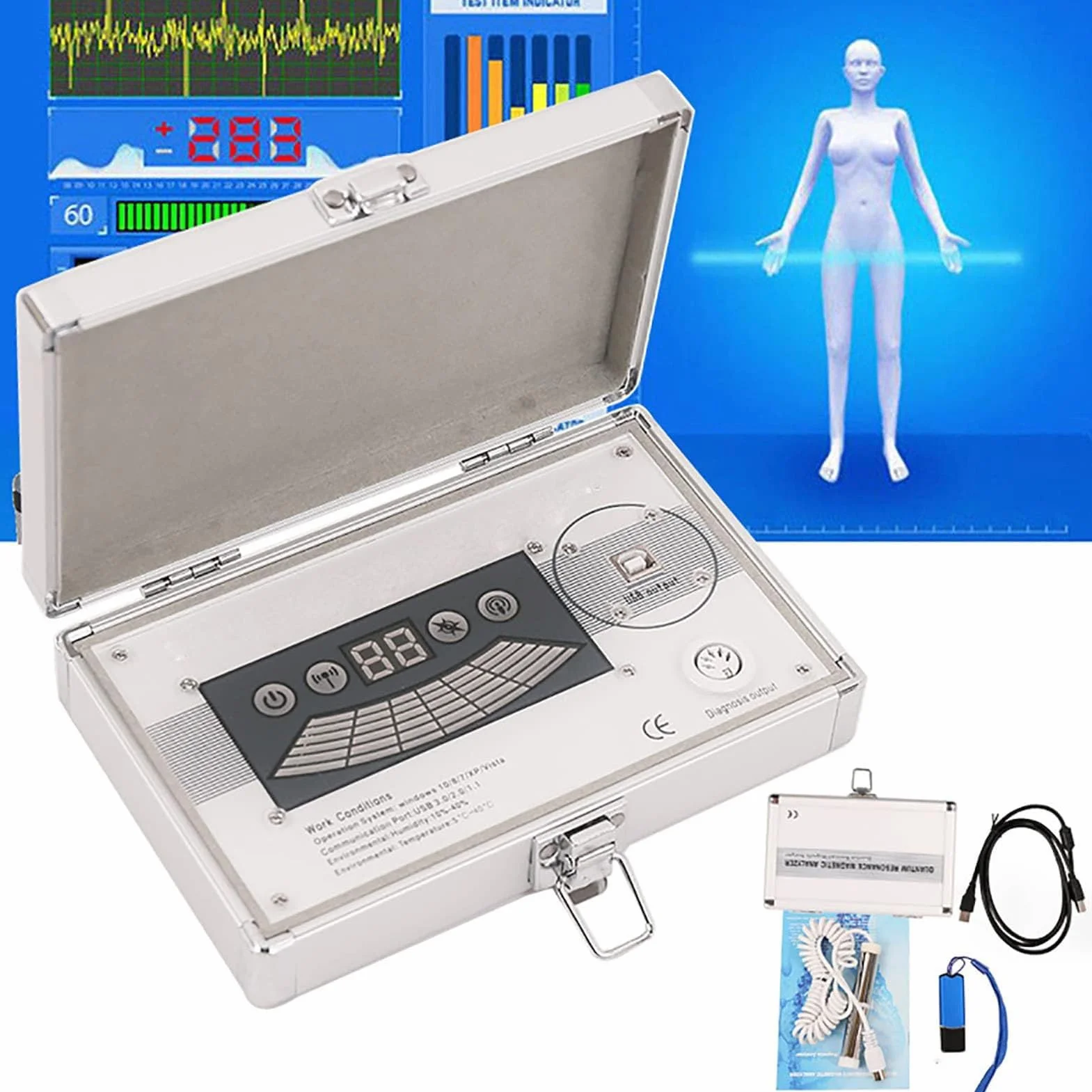 Biorezonans Machine, Quantum Magnetic Resonance Analyzer Quantum Health Analyzer z 61 raportami, Zestaw do sprawdzania analizatora ciała