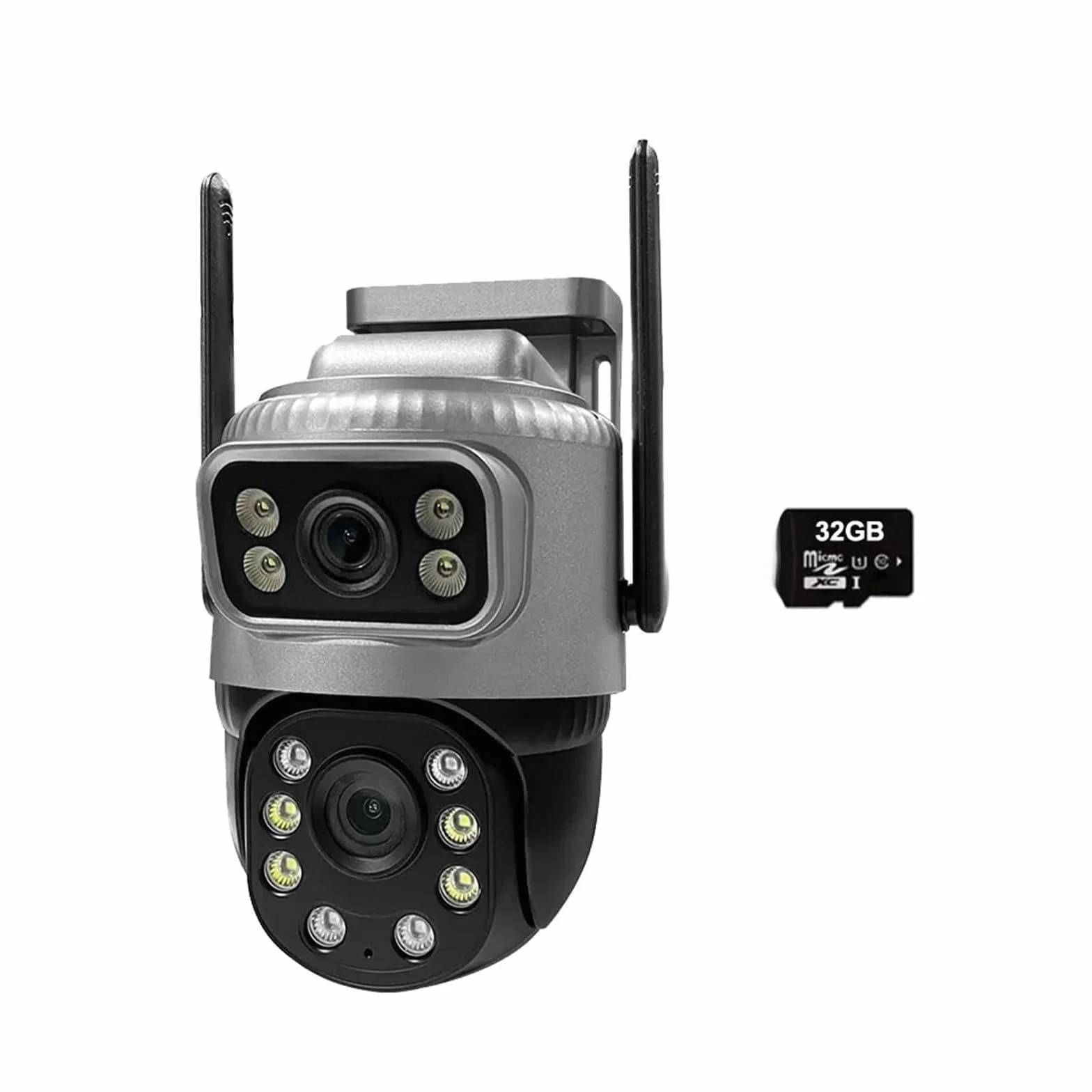 Kamera IP 4G z kartą SIM, podwójny obiektyw, wodoodporny, monitor do monitoringu zewnętrznego, noktowizor, ochrona domu CCTV na magazyn handlowy(Camera 32G Card)