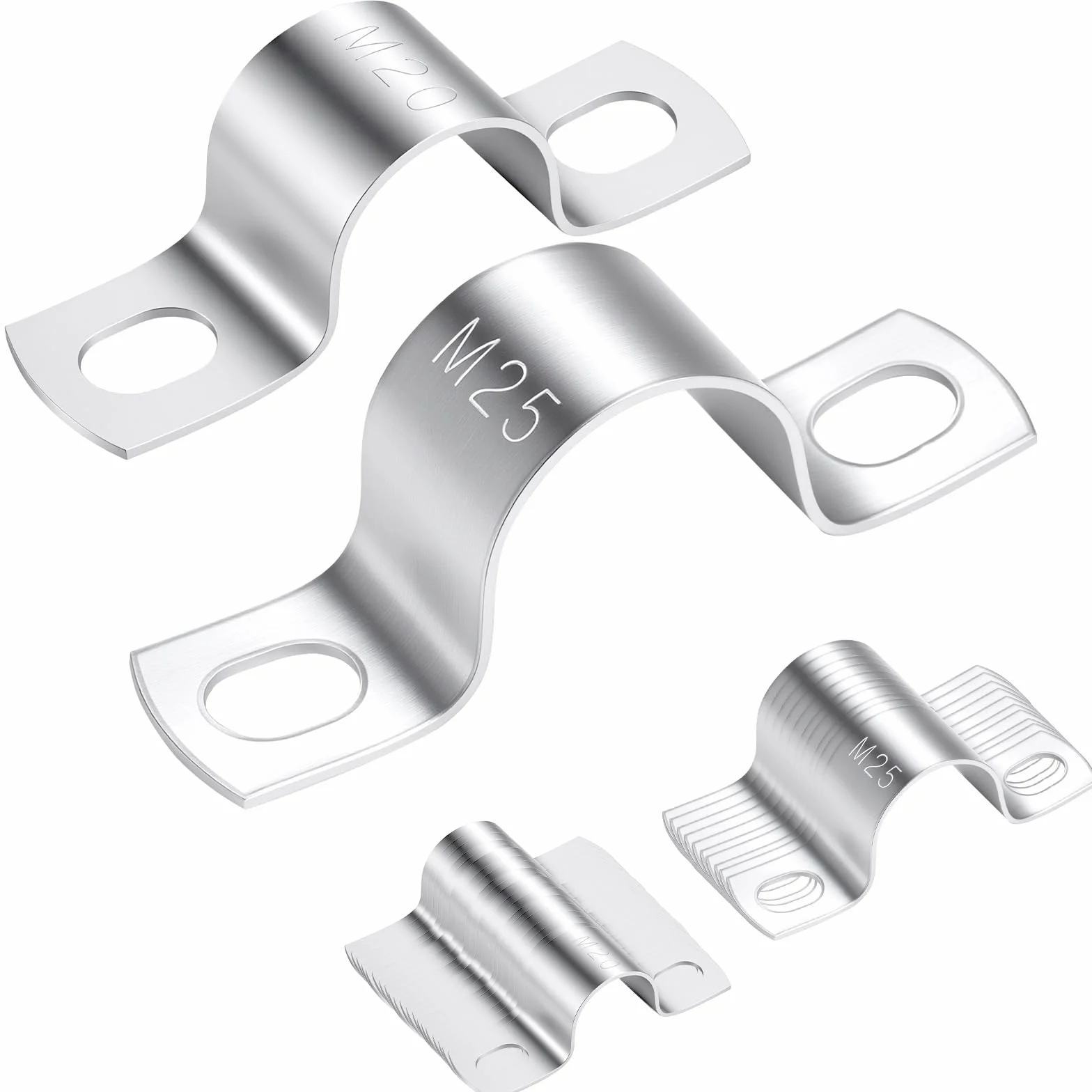 20 sztuk Ø 20 mm + 10 sztuk Ø 25 mm, dwuotworowe obejmy do rur U, stal nierdzewna V2A, obejmy kablowe do wkręcania, uchwyt do rur kablowych, rur wodnych, rur gazowych