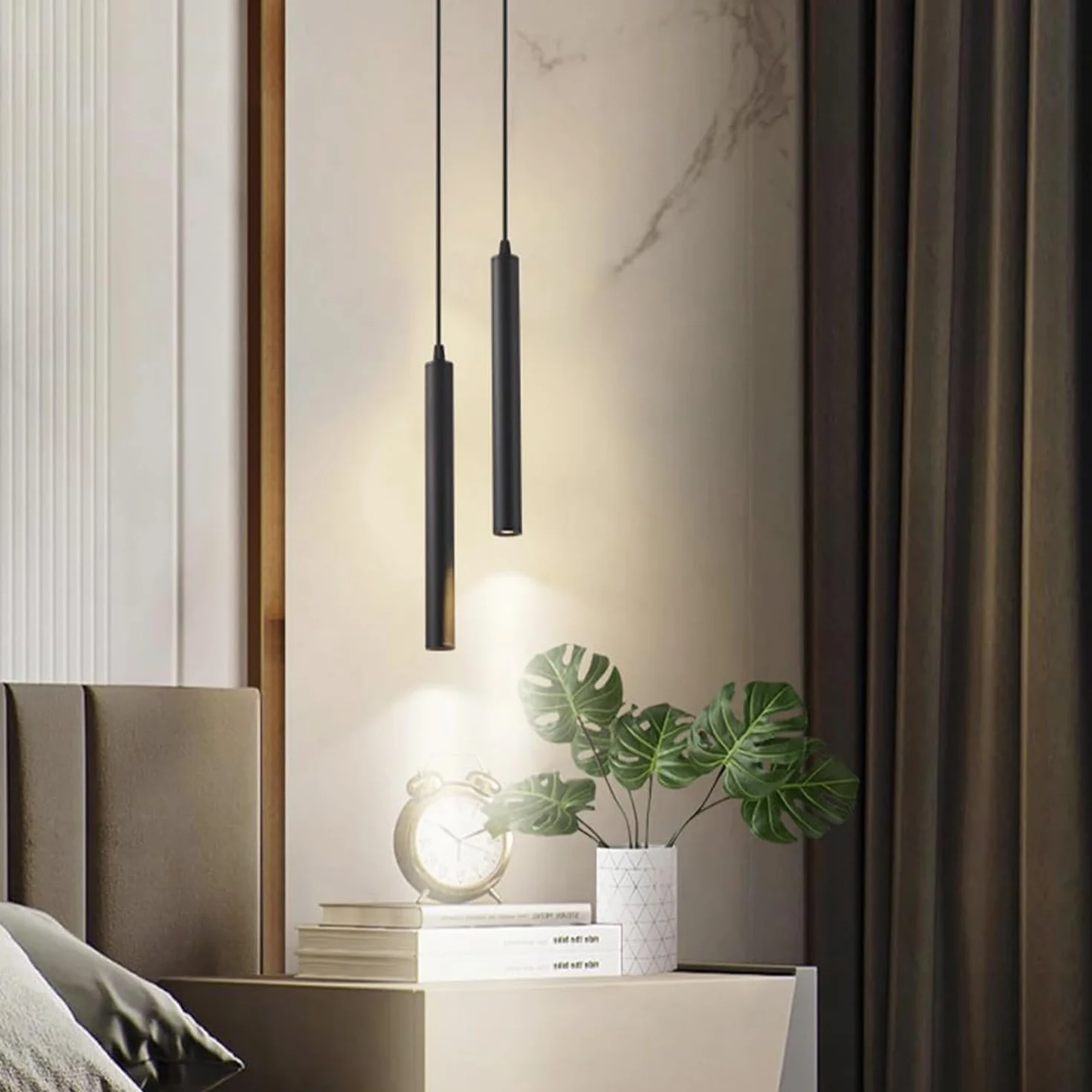 Lampa wisząca LED nowoczesny minimalistyczny żyrandol design 2 reflektory LED oprawa sufitowa aluminiowa lampa wisząca czarna do jadalni sypialni salonu, 30 cm