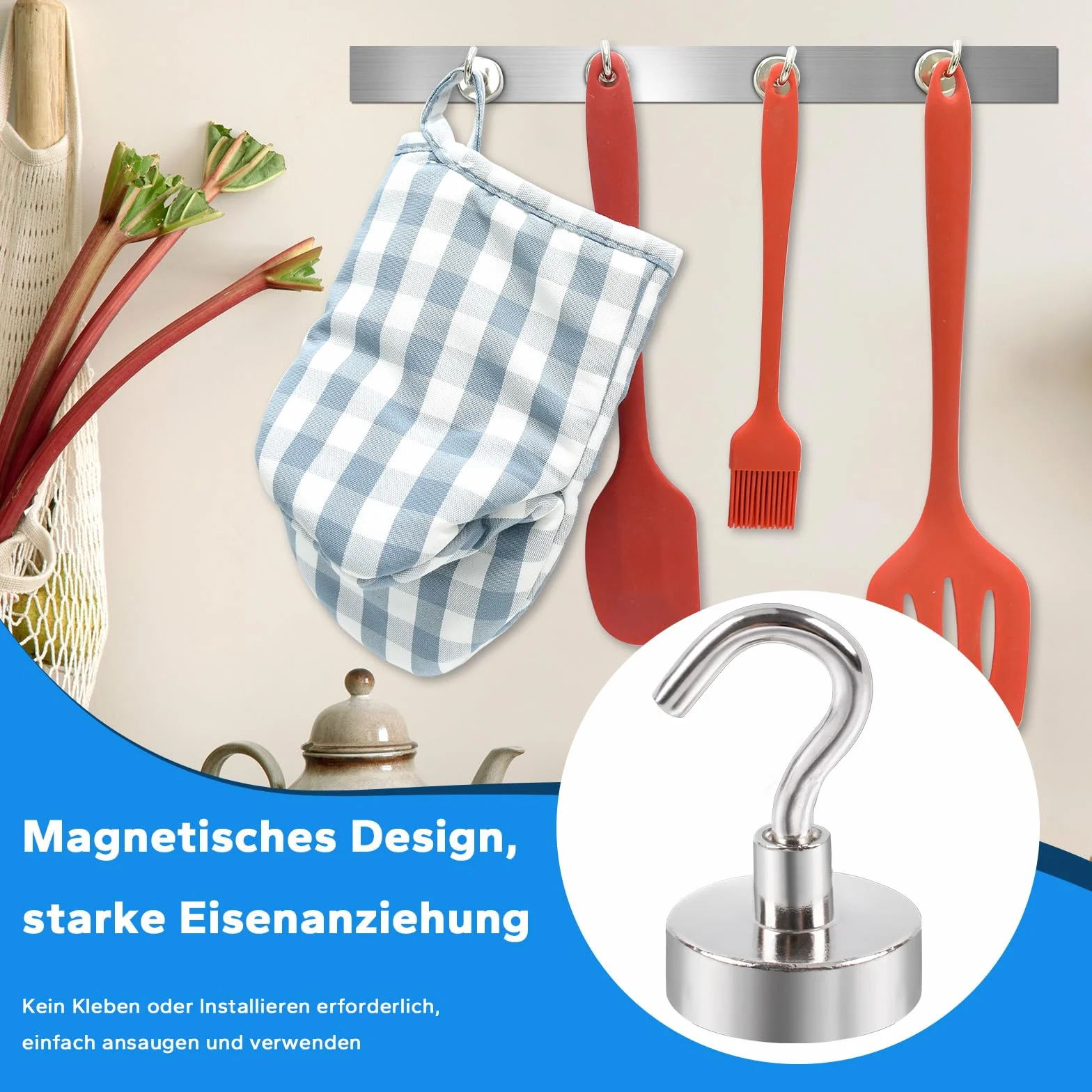 20 Sztuk Haczyki magnetyczne 10 kg silne magnesy z haczykami magnetyczne haczyki neodymowe do zawieszenia akcesoria kuchenne kemping 16 mm kolor srebrny