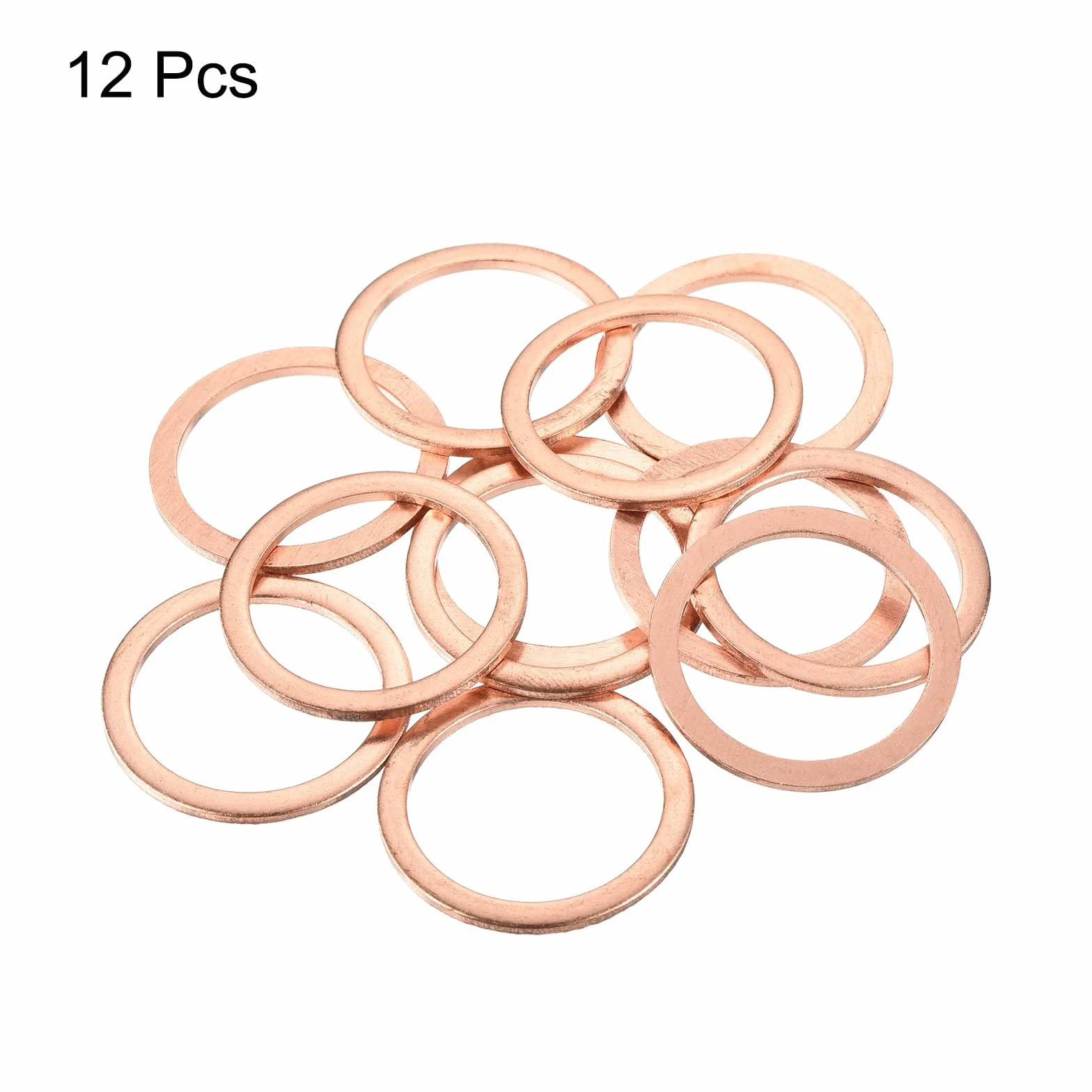 QUARKZMAN 12 sztuk płaskich uszczelek miedzianych, 24 x 30 x 1,5 mm, miedź, ulepszone, płaskie, metryczne uszczelki uszczelniające do armatury hydraulicznej, śruby, nakrętki, naprawy elektroniki