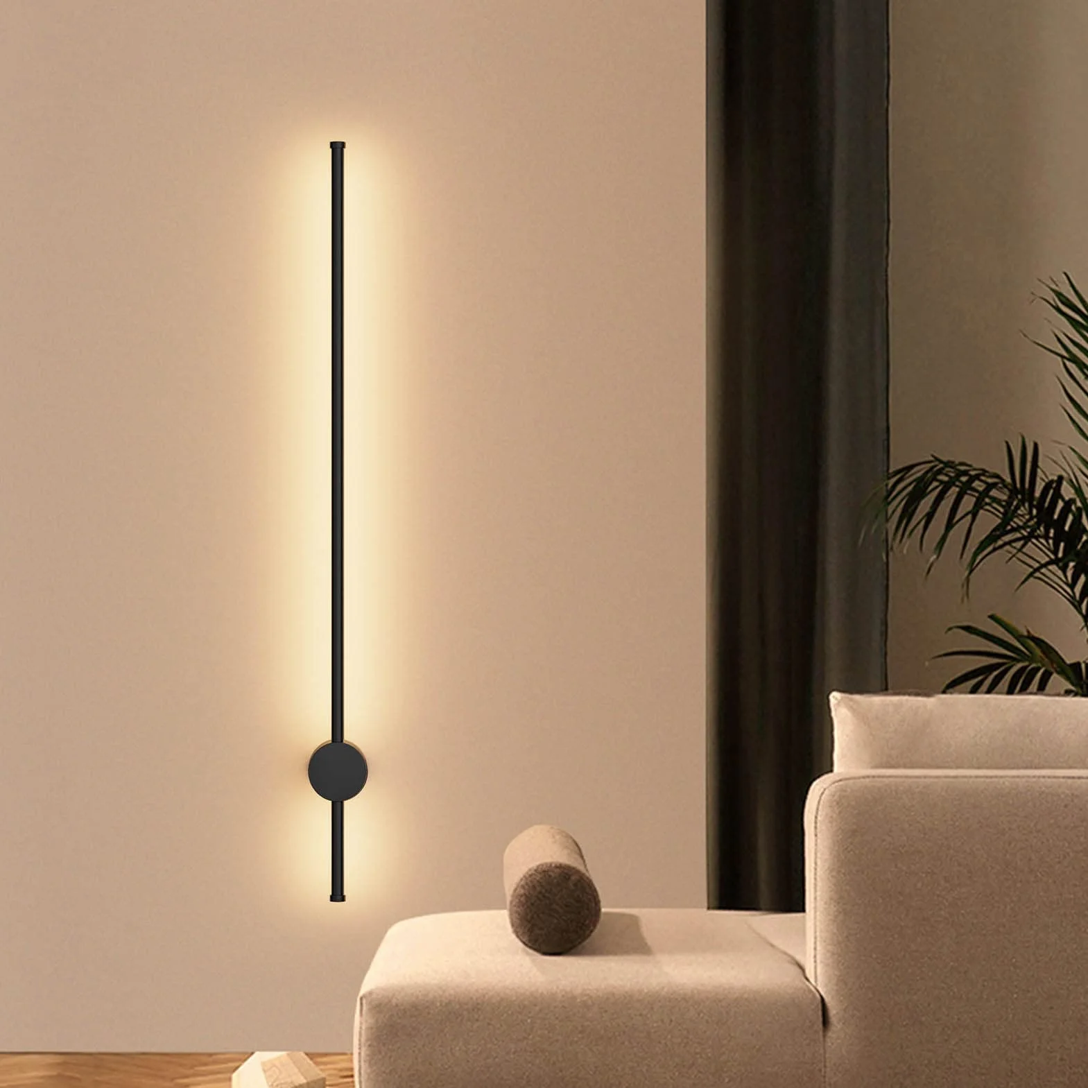 Klighten Kinkiet LED do wnętrz, nowoczesny kinkiet 97 cm/28 W, IP65, ciepła biel 3000 K, czarny