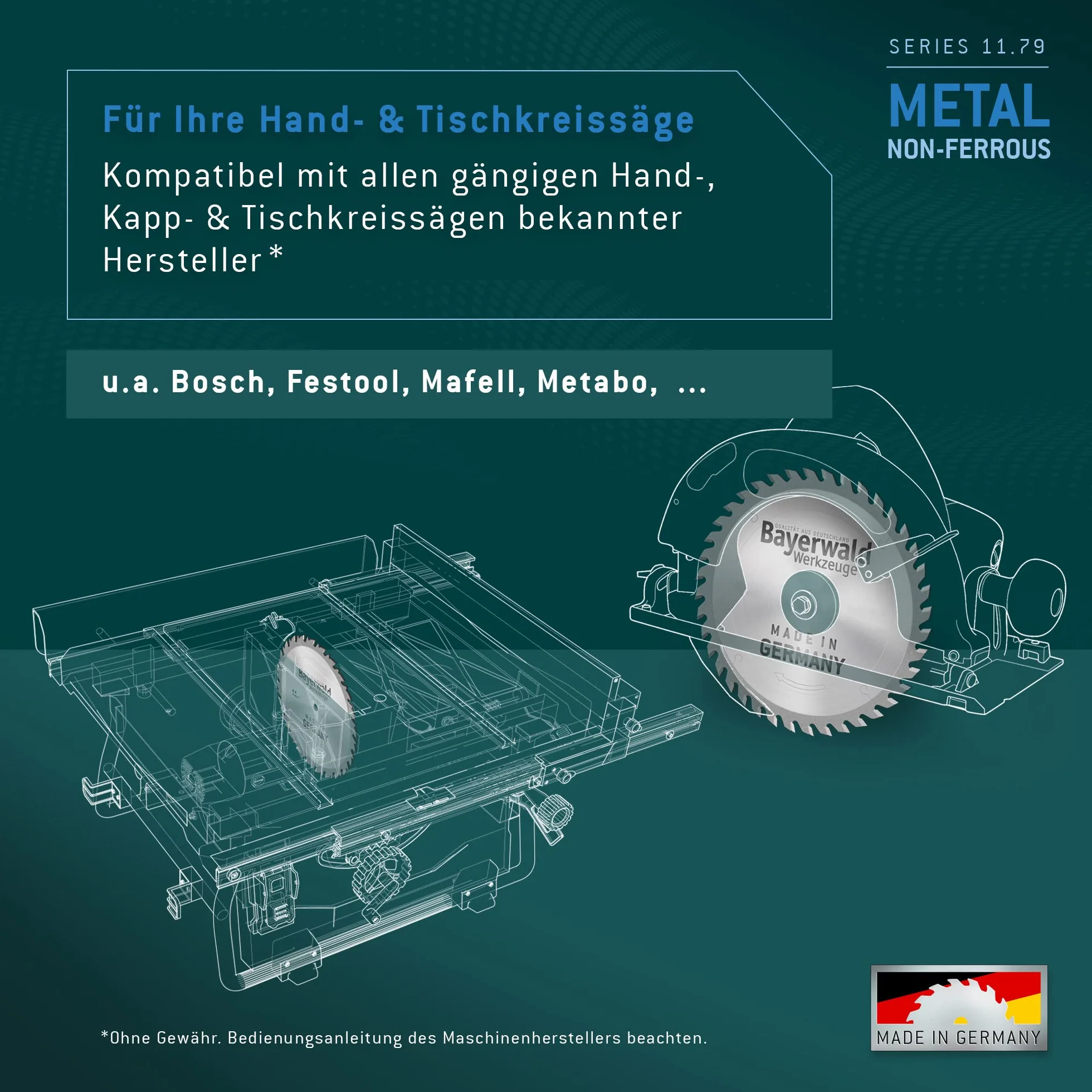 Bayerwald, seria 11.79, tarcza do piły tarczowej HM, trapezowe ząbki płaskie, do metali nieżelaznych i tworzyw sztucznych Ø 160 mm x 20 mm x 48 Z