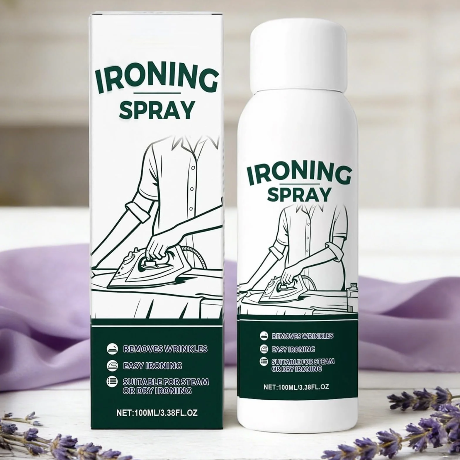 Fabric Iron Starch Spray do ubrań - 100 ml Travel Size | Heavy Hold Remover for Cotton Wool Linen Polyester Silk, Refresh and Protect Garments and Bed Sheets