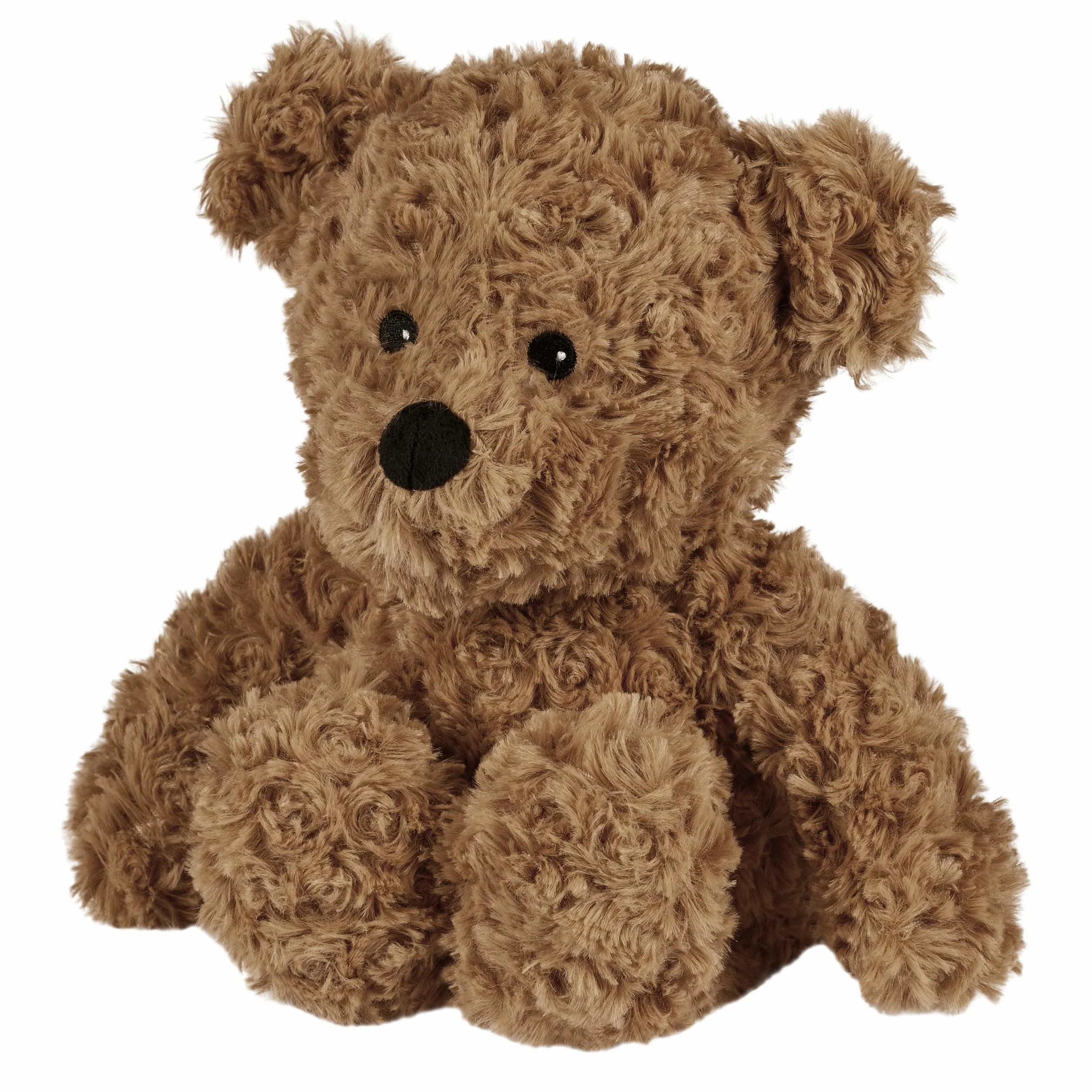 Warmies Brown Curly Bear Torba pszenna Możliwość podgrzewania w kuchence mikrofalowej, obciążony miś o zapachu suszonej francuskiej lawendy, pluszowa przytulanka na ciepło lub na zimno, rozmiar junior