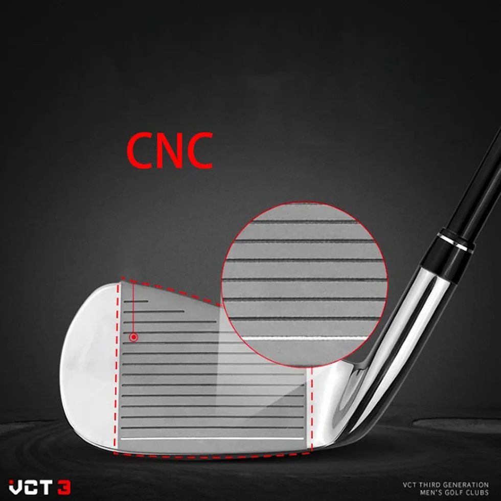Męskie kluby golfowe VCT3 Iron #5/6/7/8/9/P/S praworęczny profesjonalny słupek ze stali nierdzewnej/trzon węglowy męski golf Putter Club (7-stalowy)