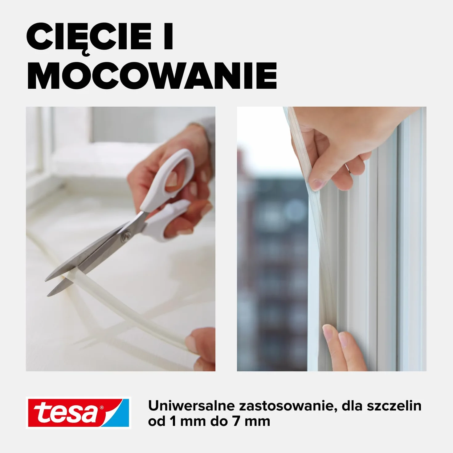tesa INSULATION Premium taśma uszczelniająca - Samoprzylepna silikonowa uszczelka do izolacji szczelin w oknach i drzwiach - Przezroczysta - 6 m x 9 mm x 7 mm
