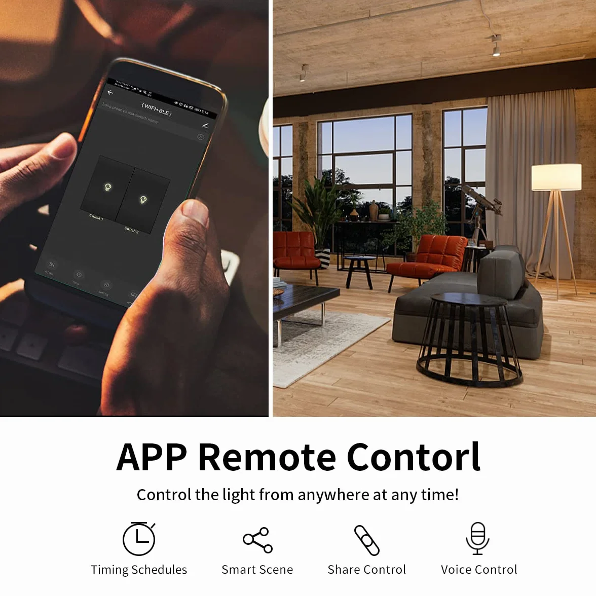 JIMEIDA Smart Touch włącznik światła, biały panel szklany 600 W, inteligentny włącznik światła do Alexa, Google Home, 1 bieg ze statusem LED, wymagany przewód neutralny