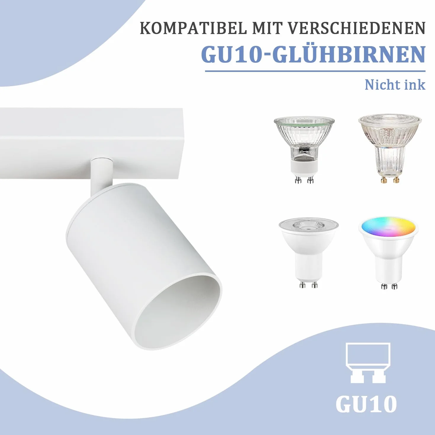 Homefire Lampa sufitowa LED z 3 płomieniami - obracana o 350° do wnętrz przemysłowych GU10 Spot lampa sufitowa Białe Spoty Nowoczesny Spot sufitowy do salonu, kuchni, sypialni, bez żarówek