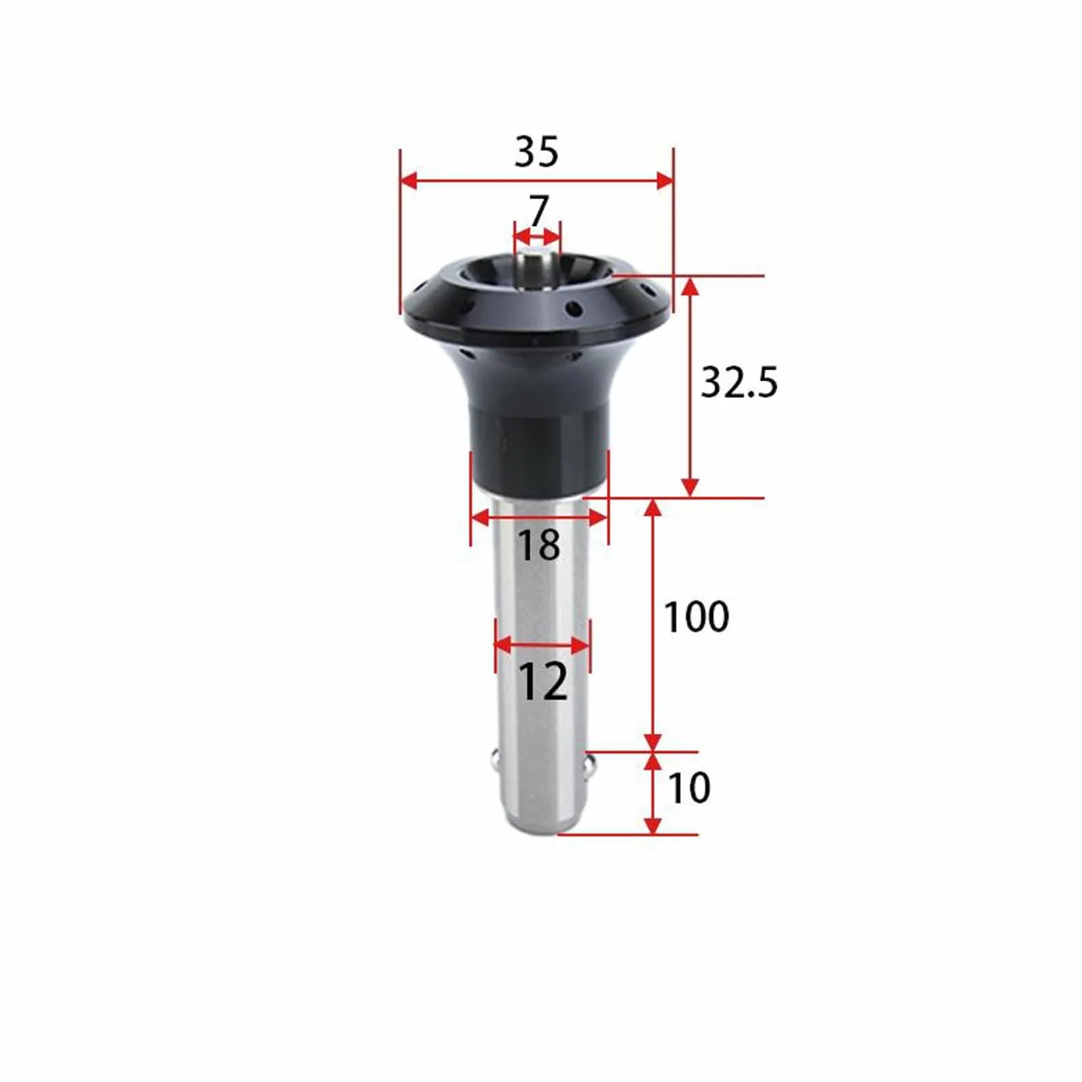 1 szt. kołek blokujący z głowicą kulową, średnica 12 mm, długość mocowania 100 mm, szybkozłączka ze stali nierdzewnej do macierzy linii audio