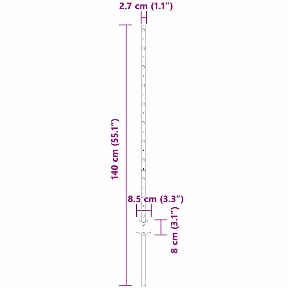 vidaXL Słupek ogrodzeniowy. 5 pcs Szary 100 cm Stal, Słupki ogrodowe i tarasowe, trwałe cylindryczne, nowoczesna bariera do Twojego podwórka