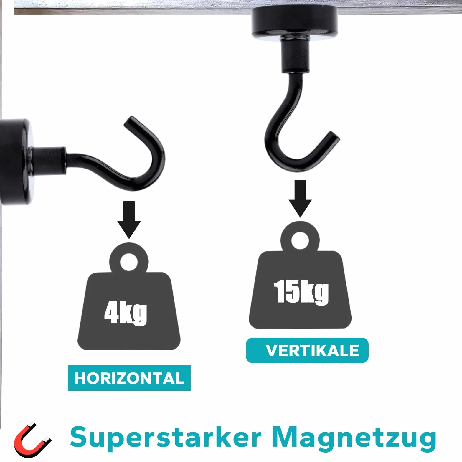 MIN CI 8 sztuk haczyków magnetycznych, ekstra mocne, 20 mm, czarne magnesy neodymowe, bardzo mocne magnesy z haczykiem, uchwyt magnetyczny, okrągłe haczyki kuchenne, na kemping, garaż, do kuchni,
