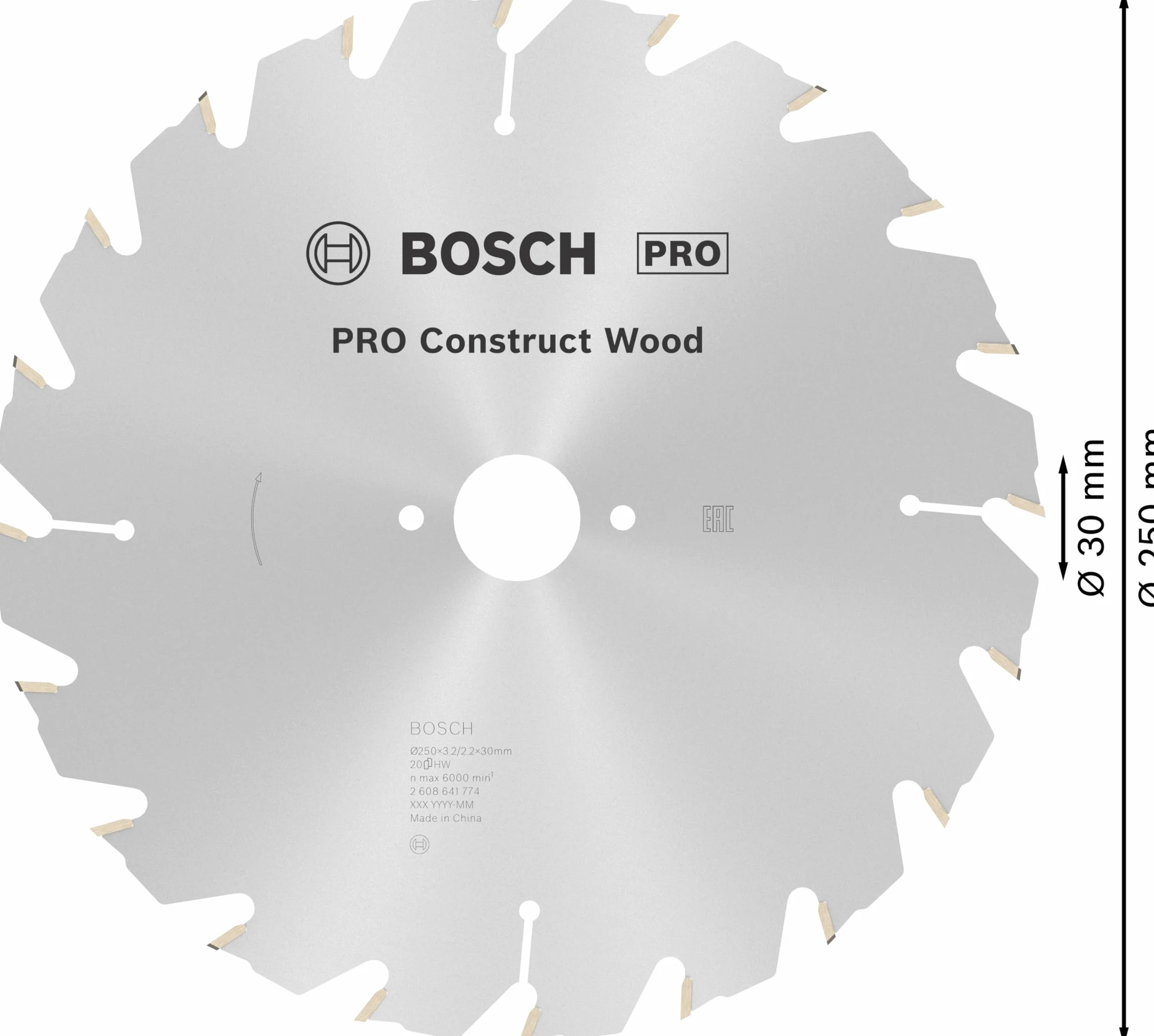 Bosch Profesional Tarcza pilarska Construct Wood 250 x 30 x 3,2 mm; 20