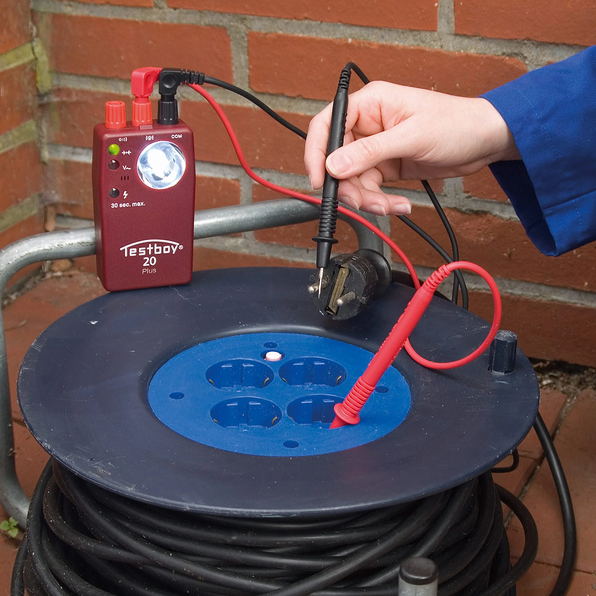 Testboy 20 Plus tester ciągłości zabezpieczony przed obcym napięciem CAT II 300 V, narzędzie dla elektryków (bezdotykowy czujnik napięcia, latarka LED dużej mocy, sekundniki), czerwony