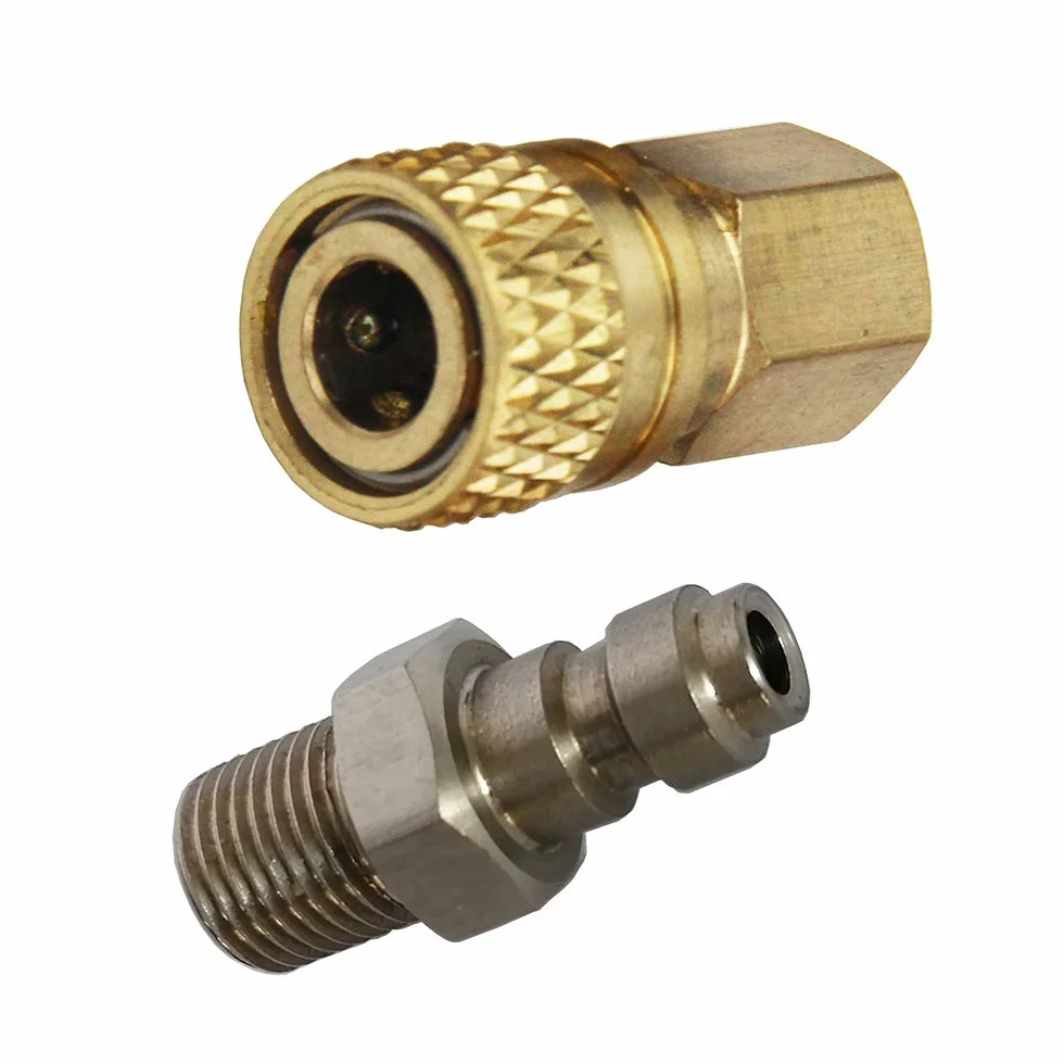 Paintball PCP Airforce podwójne złącze męskie ze stali nierdzewnej z szybkozłączką M10 1/8NPT 1/8NPT 1/8 BSPP, złącze żeńskie i złącze elastyczne (typ 7)