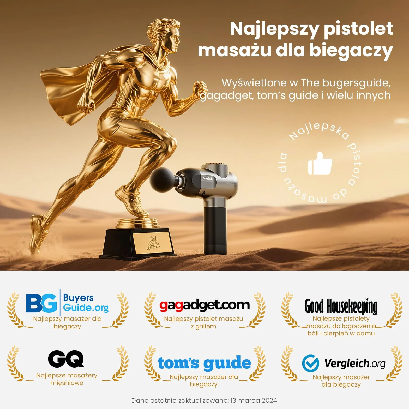Bob and Brad C2 Pistolet do Masażu, Pistolet do Masażu Tkanki Głębokiej, Masażer Mięśni z 5 Prędkościami i, Do Łagodzenia Bólu i Regeneracji po Treningu w Domu, w Biurze czy na Siłowni, Czarny