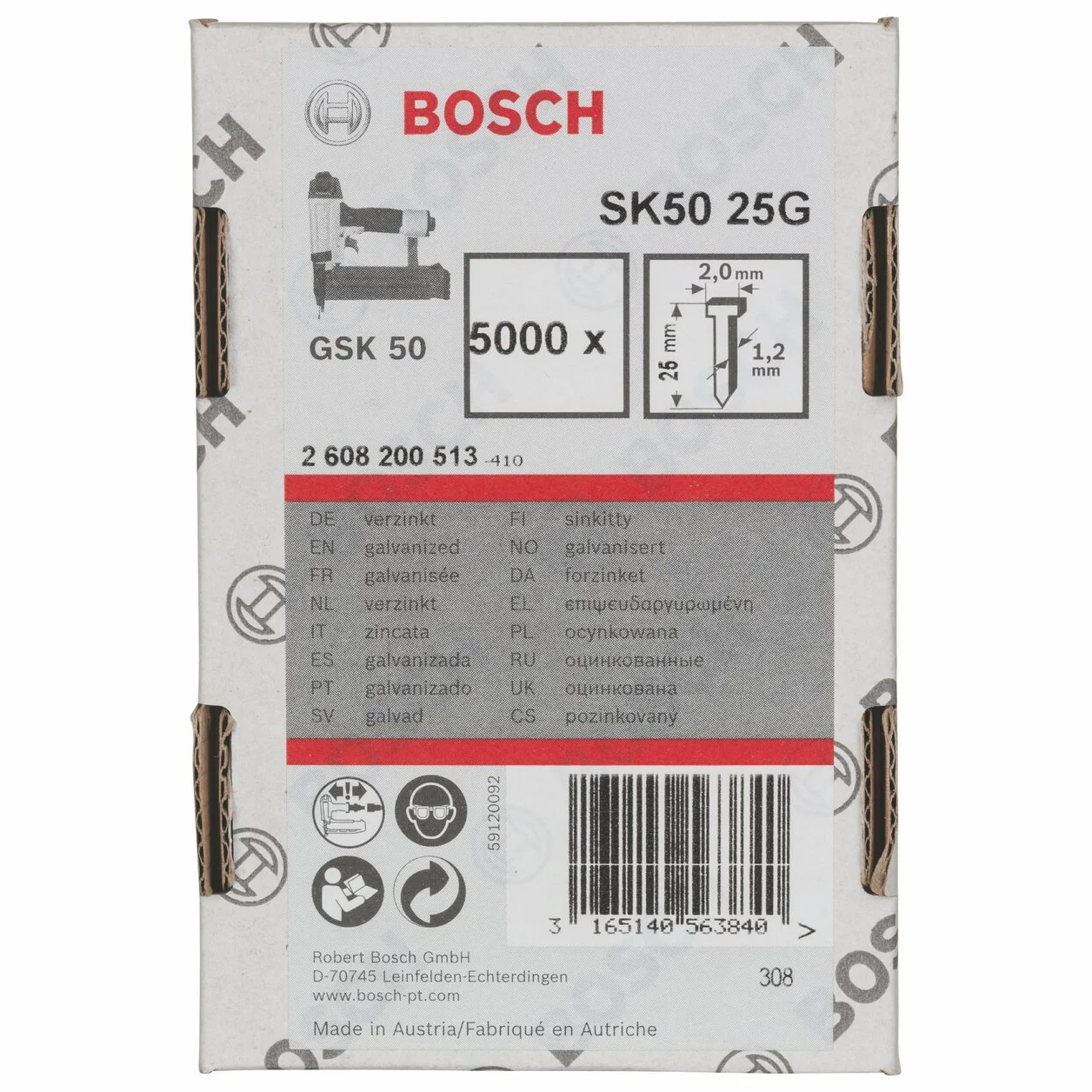 Bosch Profesional Sztyft, łeb wpuszczany, SK50 25G 1,2 mm, 25 mm, cynkowane