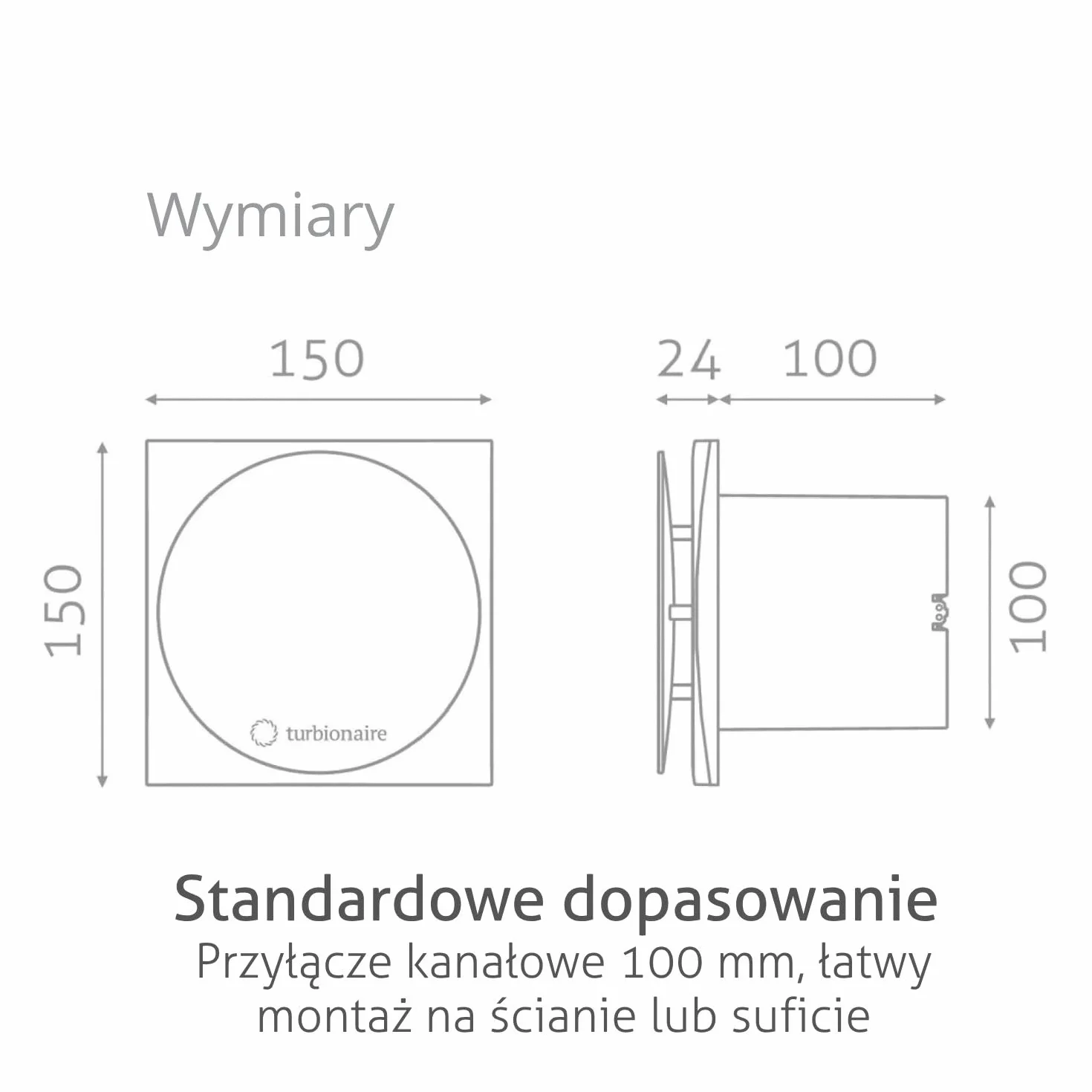 Turbionaire MIO 100 LL-SC wentylator łazienkowy, 100 mm, chromowany do ewakuacji, standard do łazienki, kuchni, silnika z łożyskami kulkowymi, blokada biegu wstecznego, stopień ochrony IPX4 przed