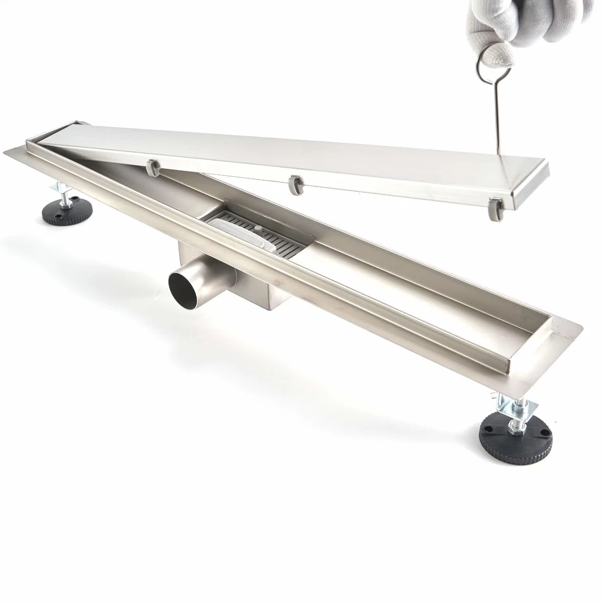 Kanał odpływowy 90 cm, 2 w 1 panel prysznicowy podłogowy z dezodorantem i filtrem do włosów ze stali nierdzewnej, prostokąt