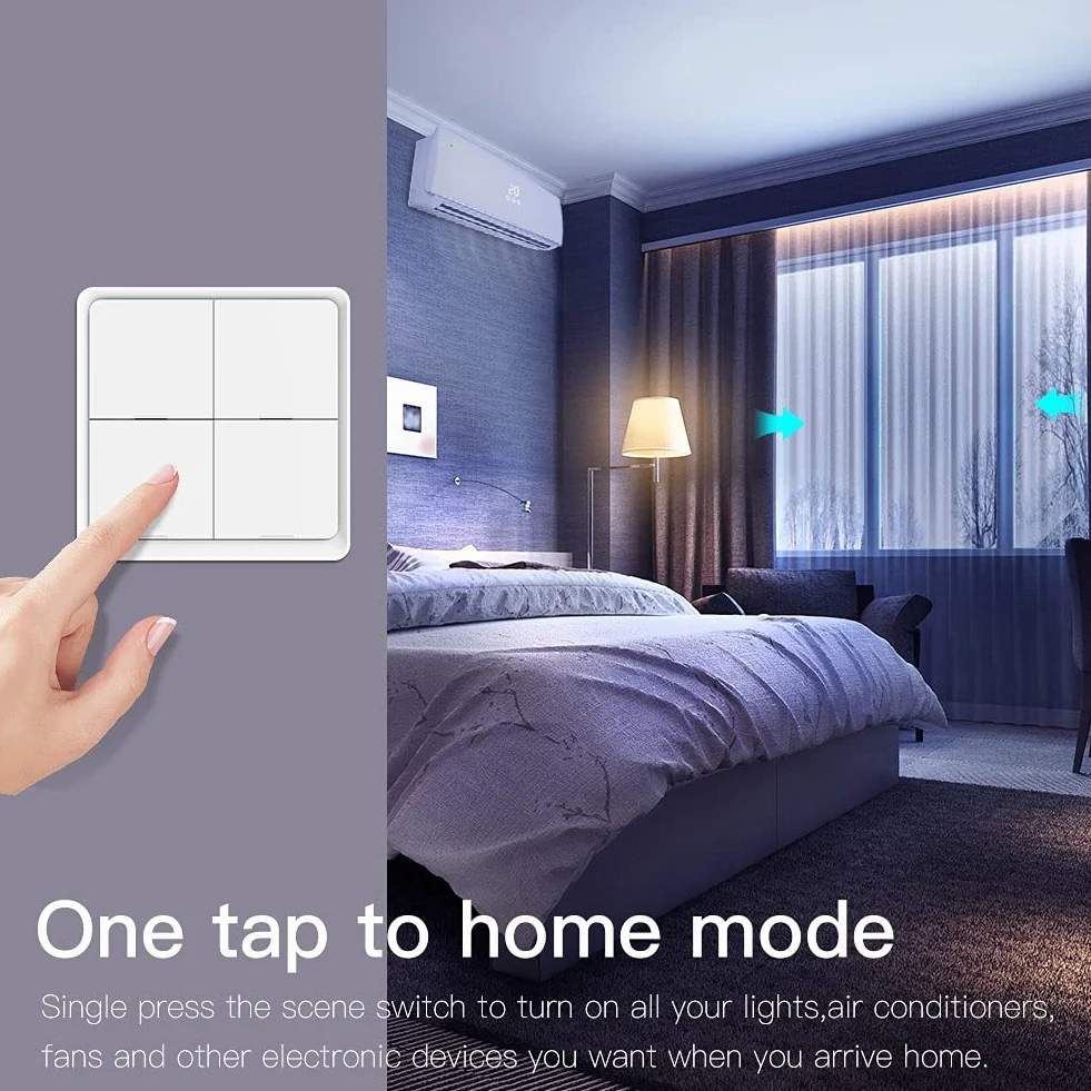 MOES ZigBee Tuya Smart Device, 4 przyciski, 12 przełączania scenerii, Smart Home Automation, wymaga MOES ZigBee Gateway, bateria w zestawie, kolor biały
