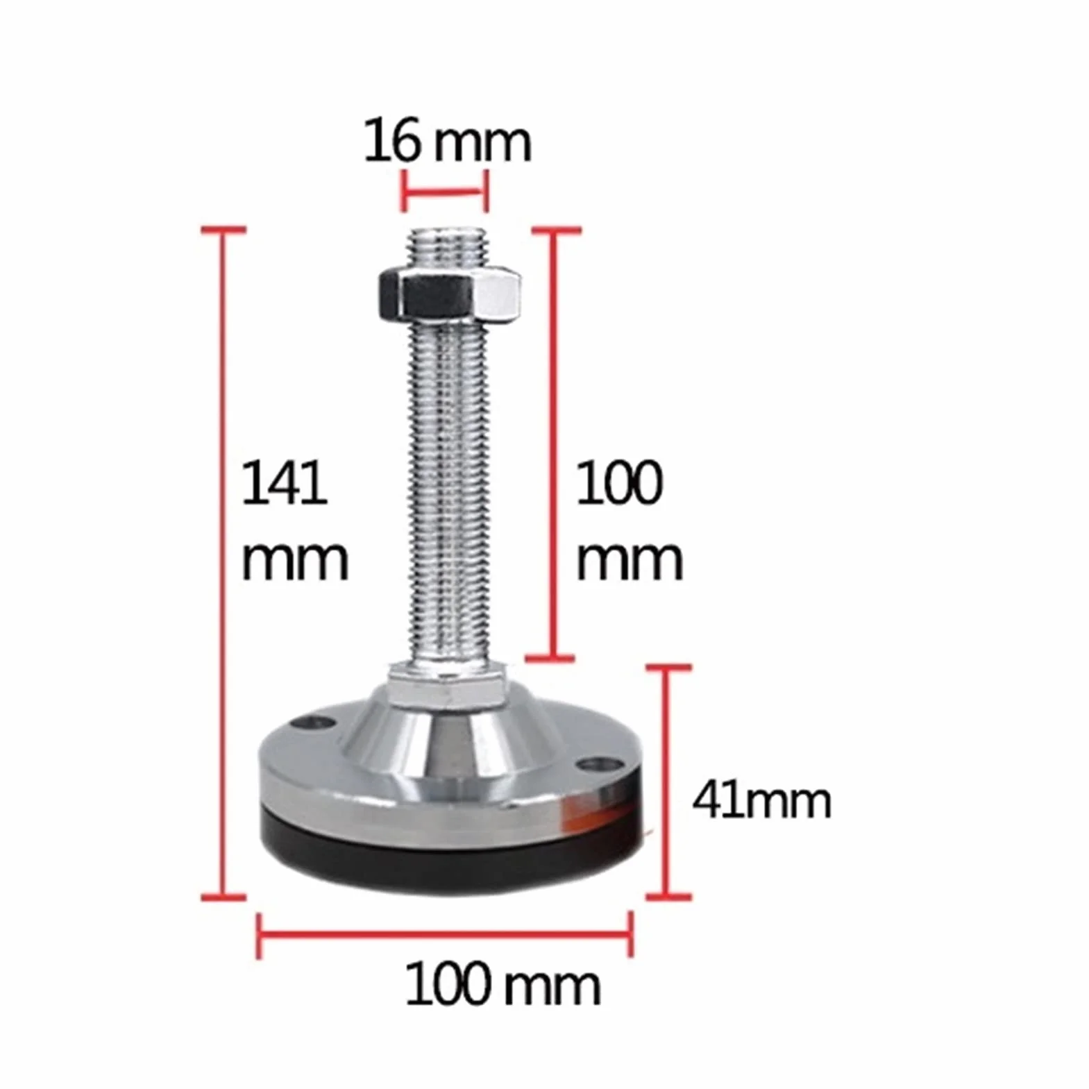 4 szt. Stopki poziomujące ze stali czarnej gumy, śruba odporna na wstrząsy o średnicy 16 mm do stołu warsztatowego maszyny(D120*16 * 150mm)