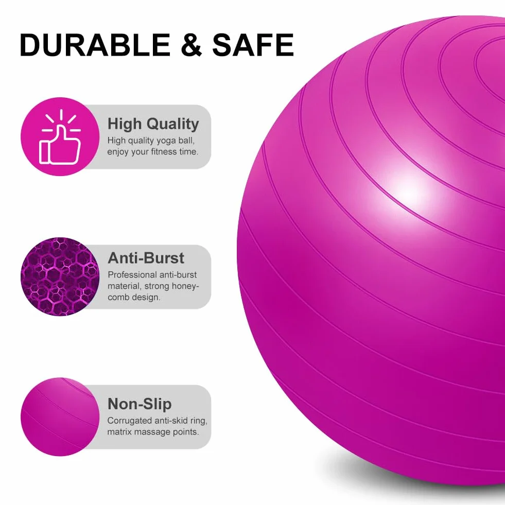 flintronic piłka do ćwiczeń, antypoślizgowa piłka do jogi, piłki fitness, 55 cm bardzo gruba szwajcarska piłka z ręczną pompką do jogi, pilatesu, fitnessu