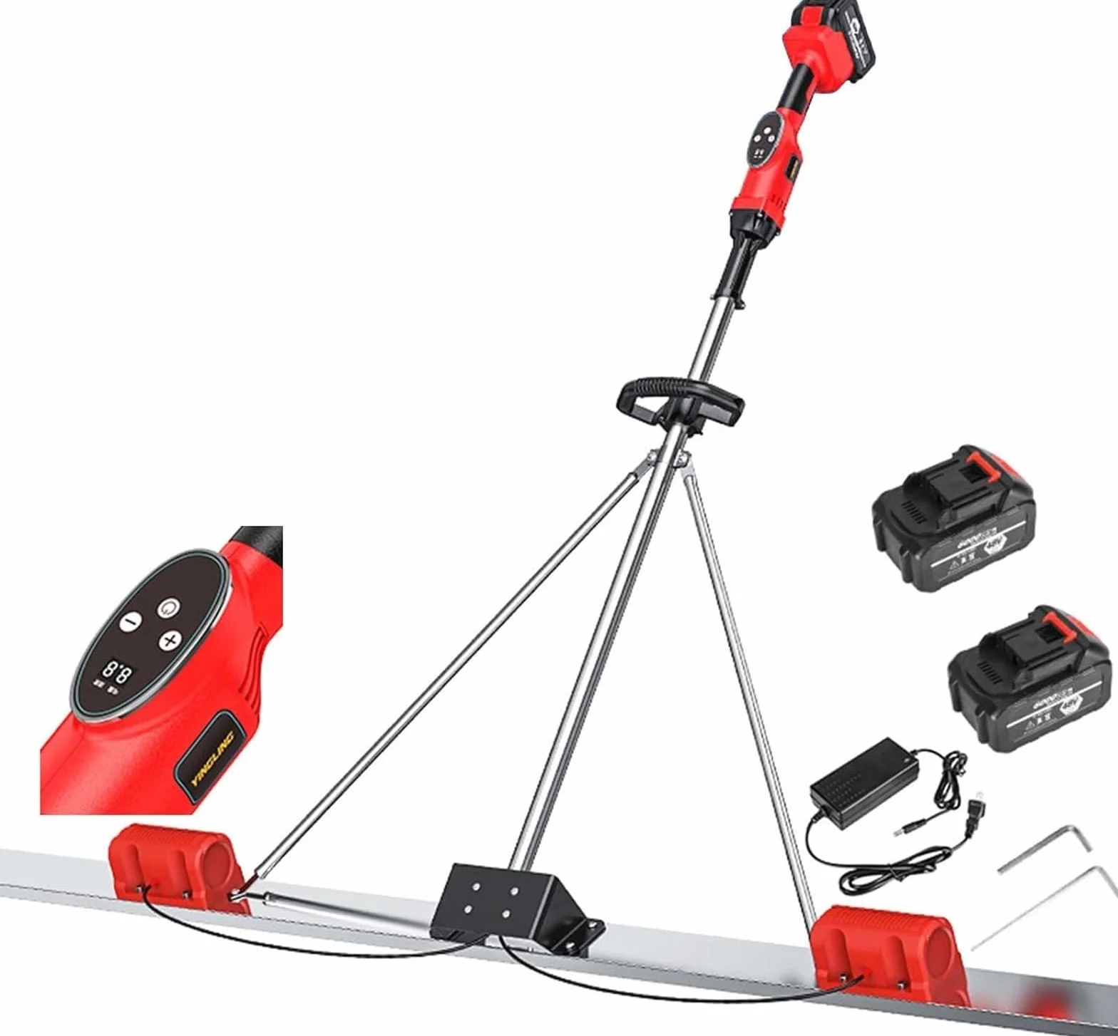 Ulepszony zestaw wibracyjny do wylewki betonowej, 6000 obr./min. 150 cm/180 cm/200 cm ze stali nierdzewnej, narzędzie do wykańczania betonu, elektryczny skrobak do betonu(2M)