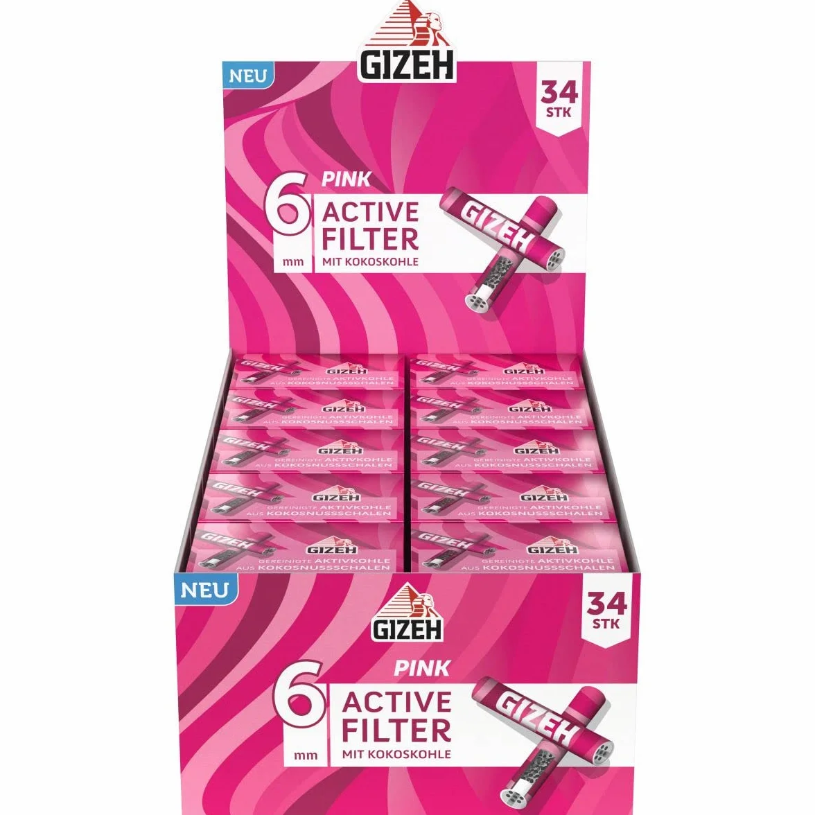 Gizeh Pink Activ filtr 6 mm 10 pudełek po 34 filtry