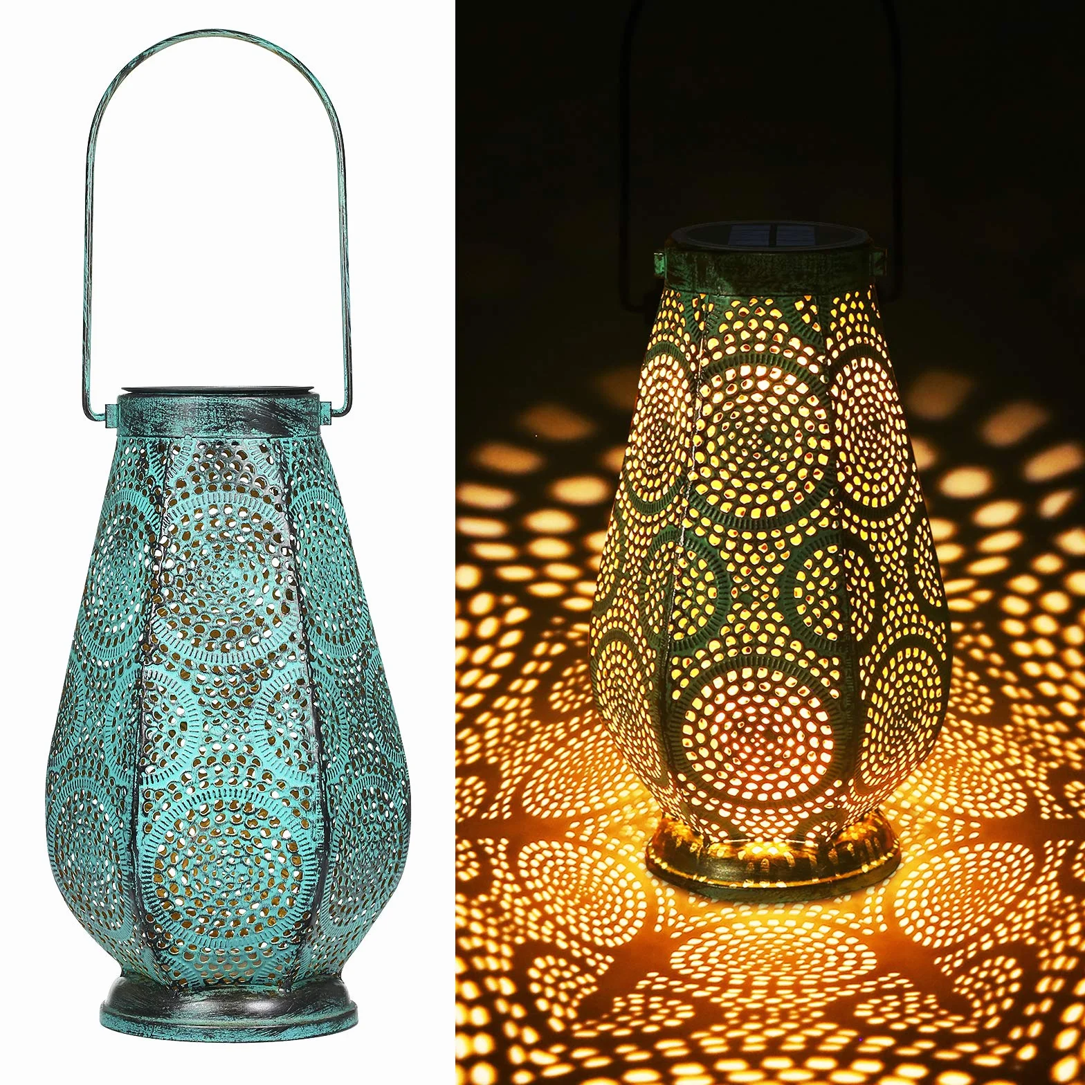 JOYCREATORsolarny duża, metalowa lampa do ogrodu, tarasu i balkonu, z IP65, wodoszczelna, idealna na Boże Narodzenie