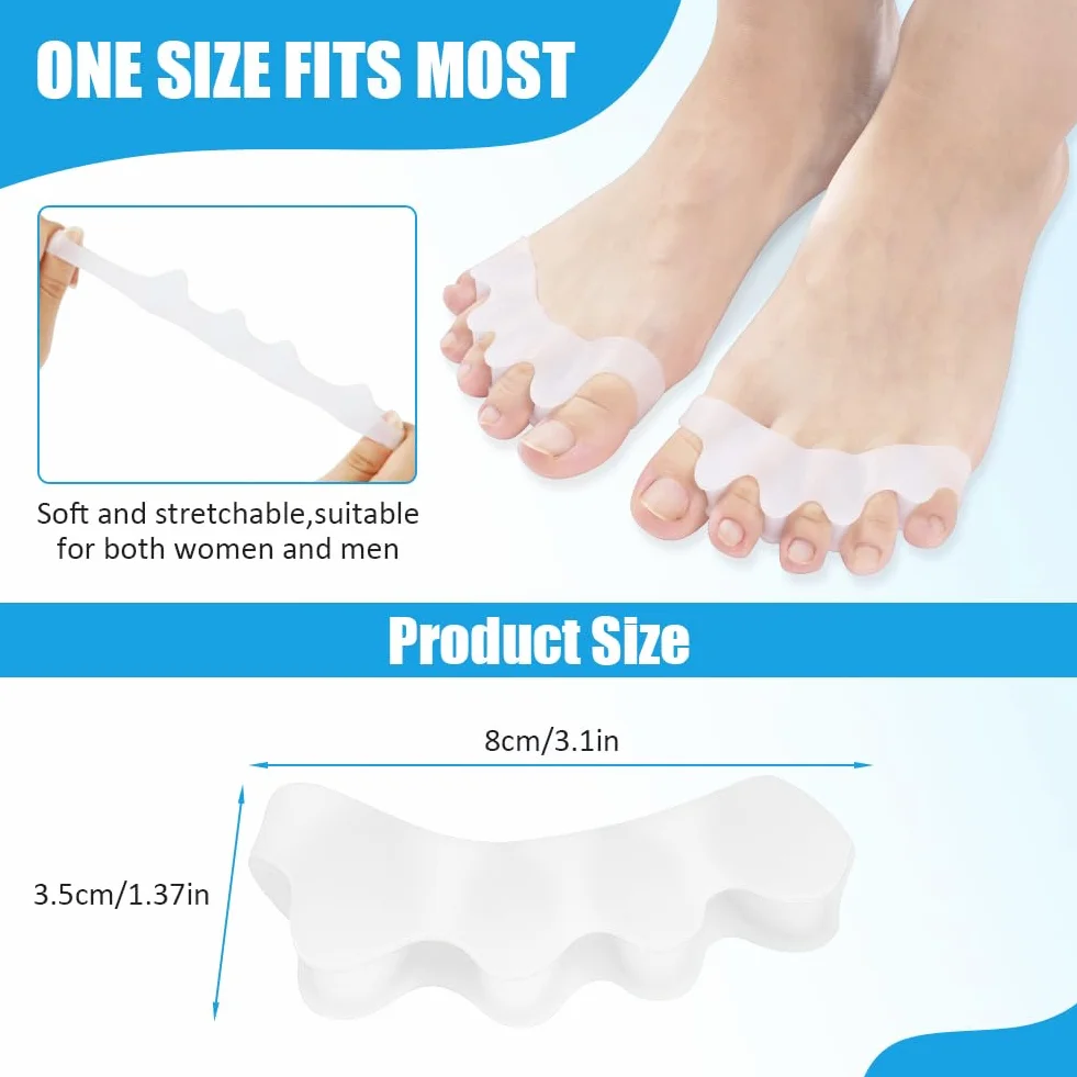 ACWOO Korektor palców Bunion, miękkie żelowe ochraniacze na kolano, dla dużych palców, odprężające, rozkładane, do Hallux Valgus & Bunion Support (4 pary)