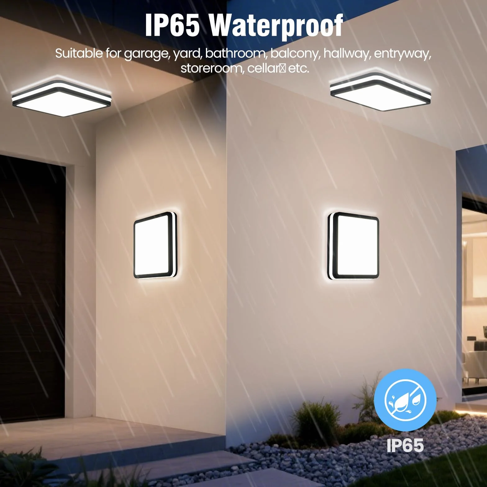 LEZOE IP65, wodoodporna lampa sufitowa LED z czujnikiem ruchu, 18 W, 2700 lm, 150Lm / W, 3000K, 4000K, 6500K, idealna do łazienki, garażu, schodów, piwnicy, korytarza, balkonu, 22 x 22 cm szary