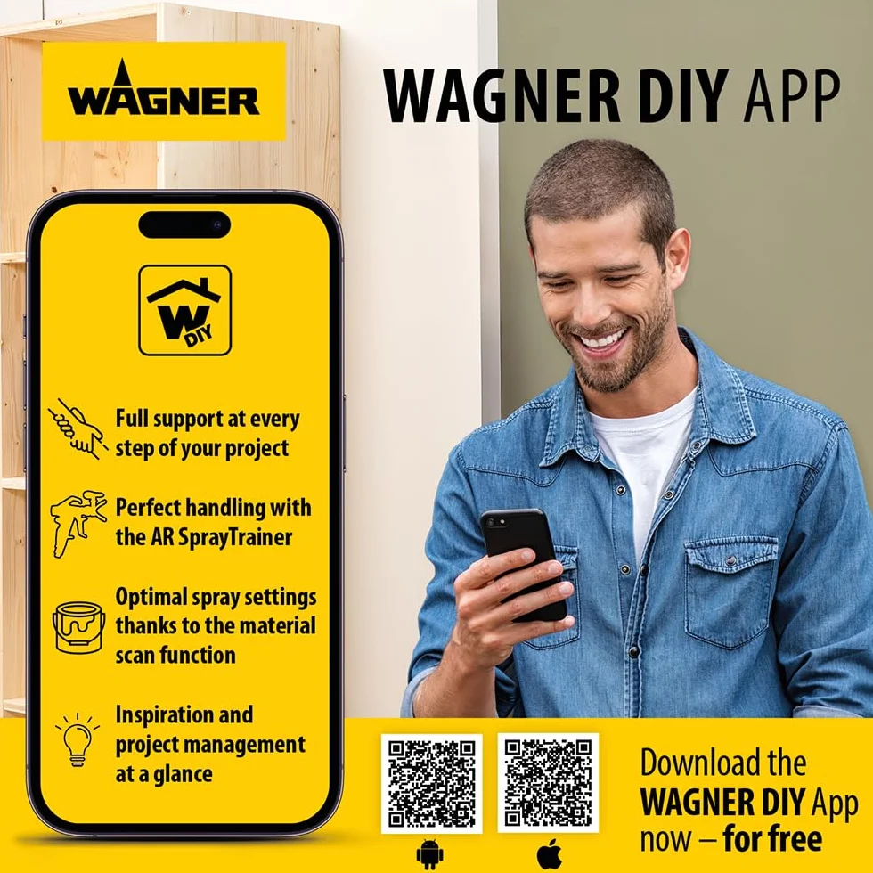 WAGNER System natryskowy W 450 do farb ściennych w pomieszczeniach, 15 m²-10 min, pojemnik 1300 ml, 460 W, wąż 1,8 m