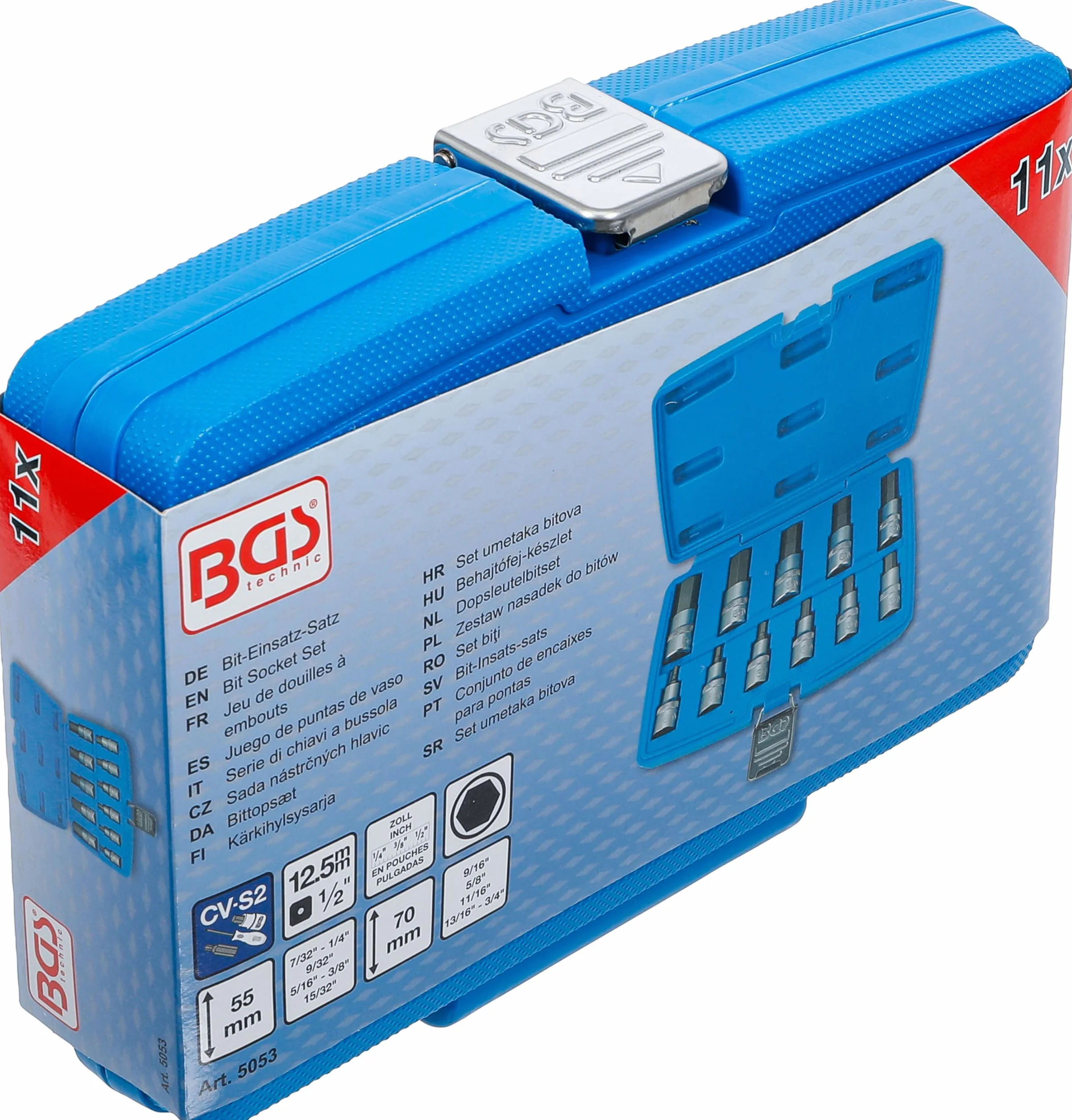 BGS 5053 | Zestaw nasadek do bitów | 12,5 mm (1/2") | gniazdo sześciokątne 7/32-13/16" | calowe | 12 szt.