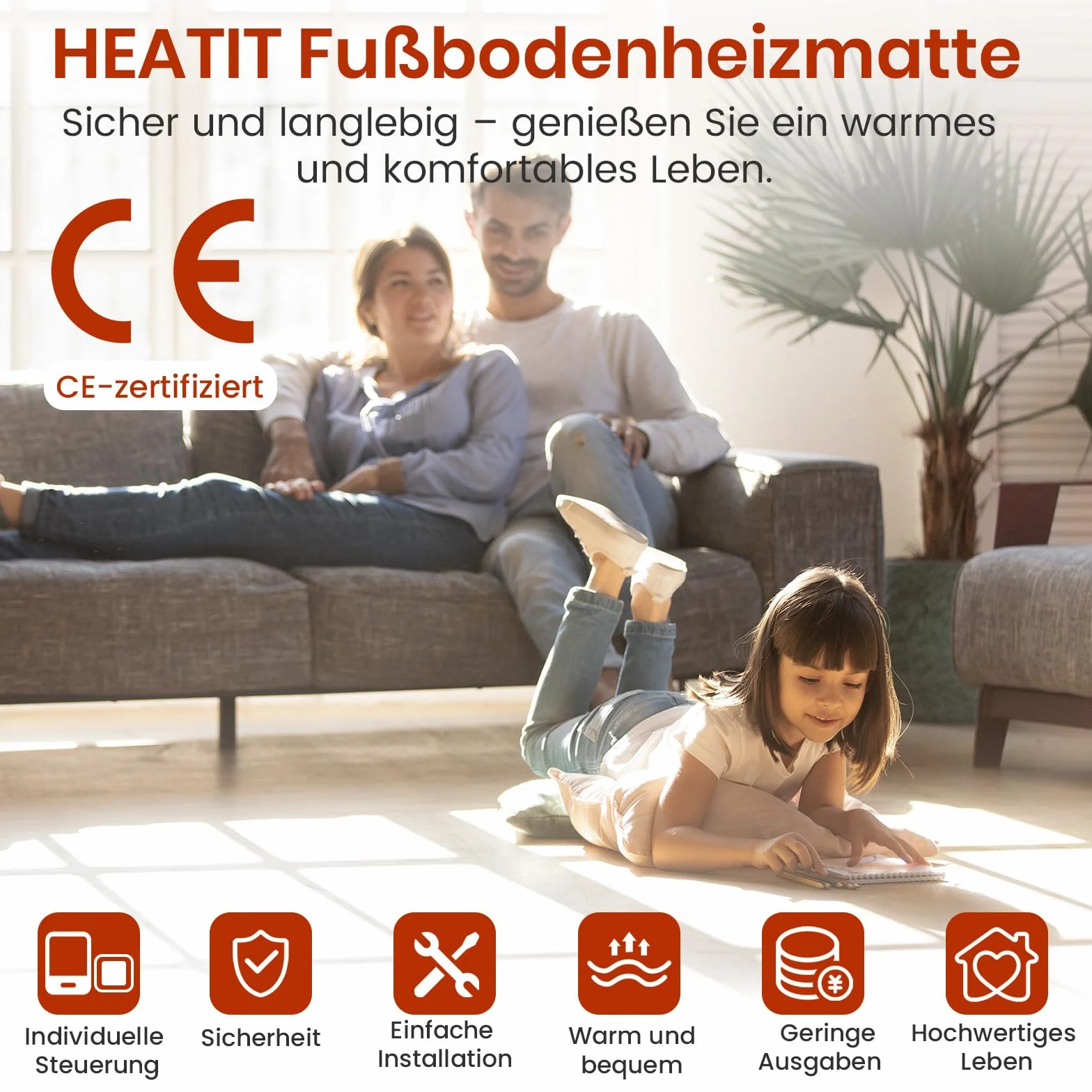 HEATIT Mata do ogrzewania podłogowego 1 m² 150 W/m² Samoprzylepna