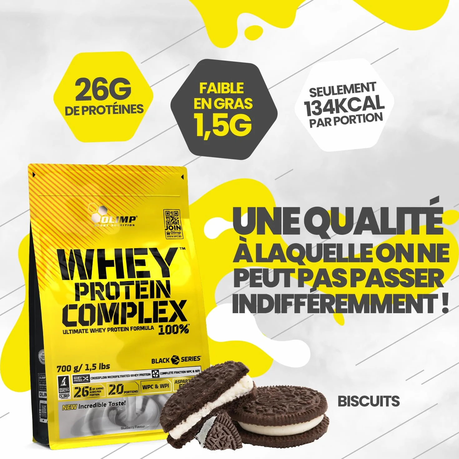 Olimp Sport Nutrition Whey Protein Complex 100% – 700 g – białko w proszku – Booster pre Workout – ciasteczka i krem
