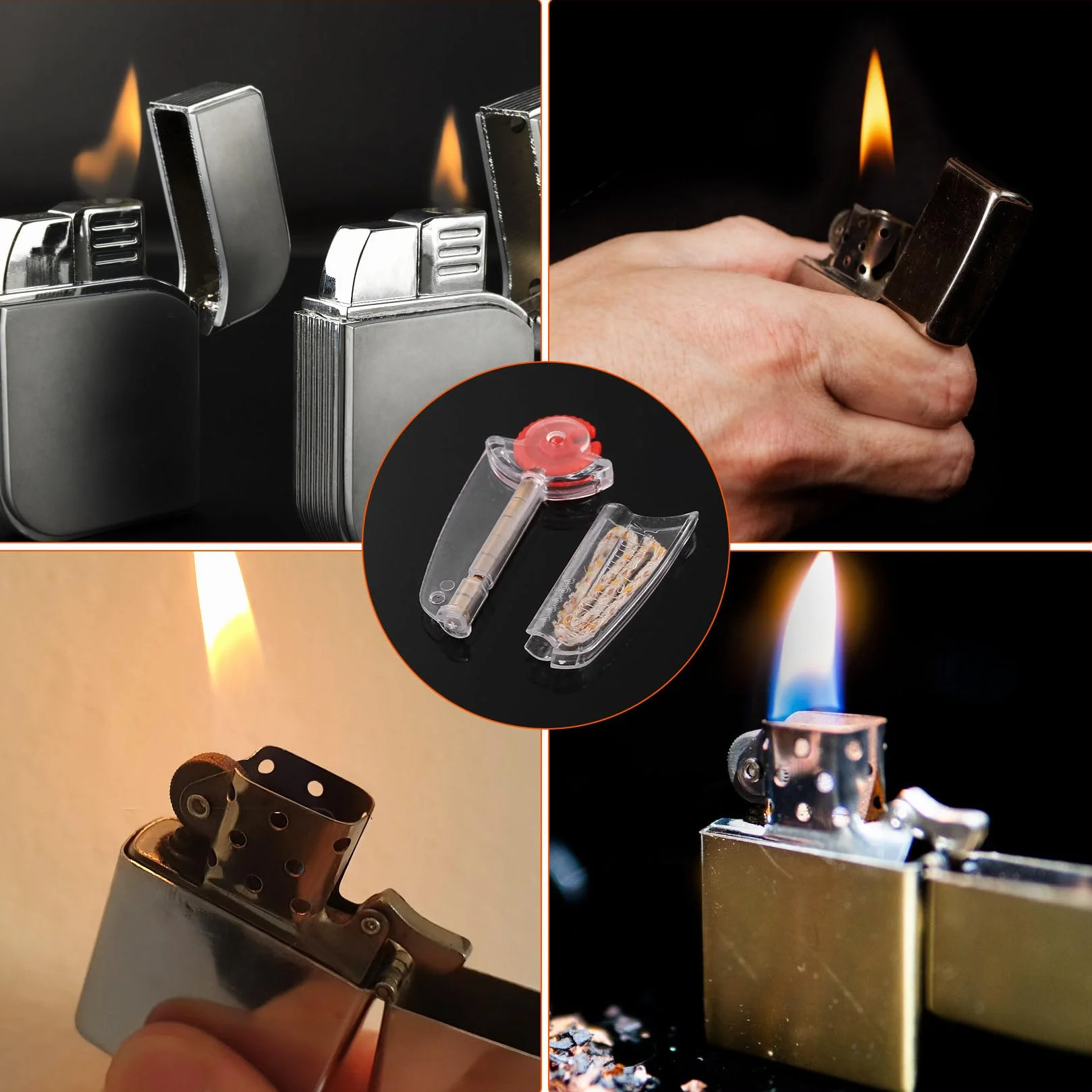 Zapalniczki Zippo do zapalniczek, zestaw uniwersalnych akcesoriów Zippo do zapalniczek, kamieni i knotów, do nafty i oleju, kamieni i akcesoriów