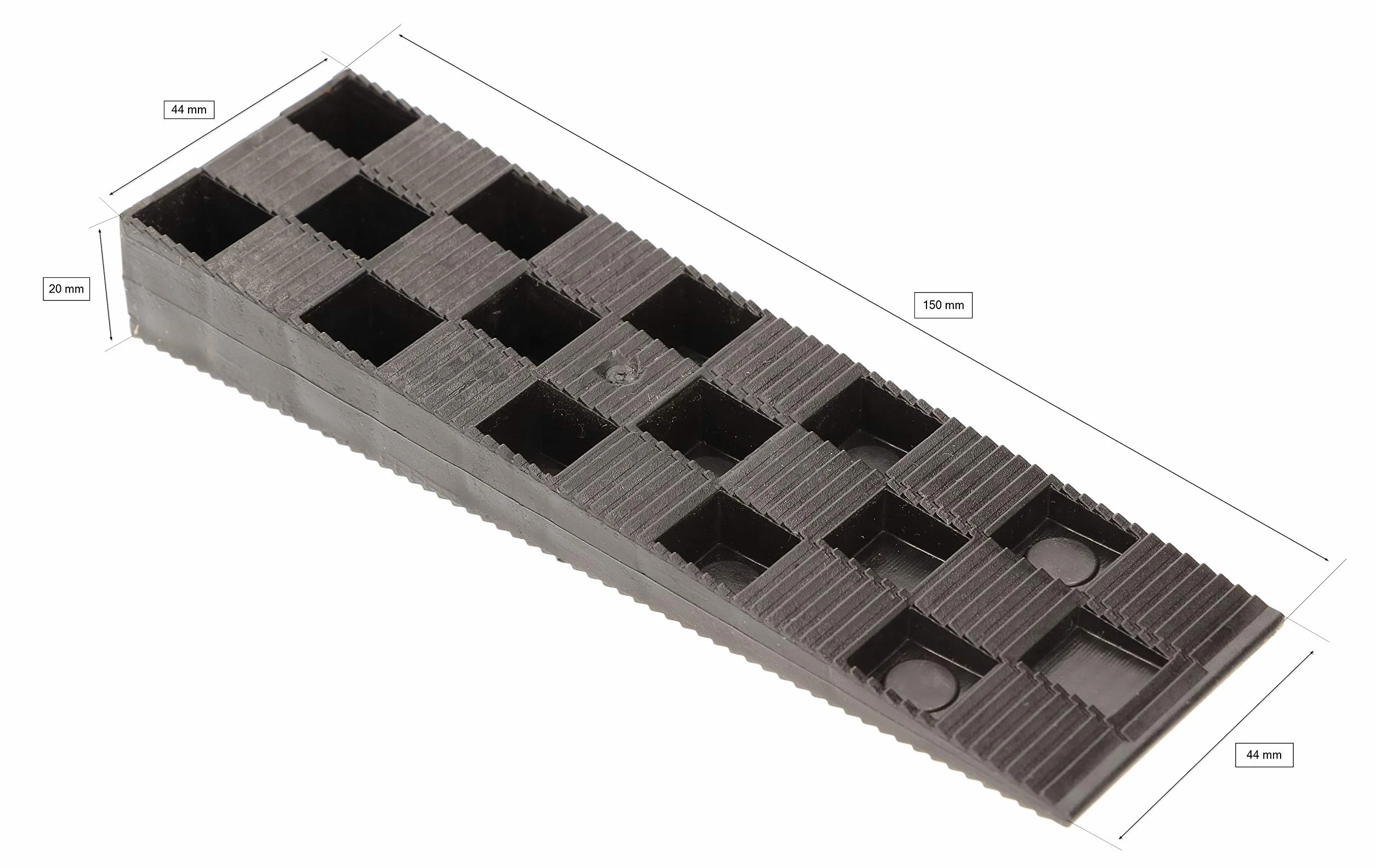 KOTARBAU® Zestaw 25 klinów montażowych z tworzywa sztucznego 150 x 44 x 20 mm do okien, drzwi, ościeżnic drzwiowych, ram okiennych, kolor czarny